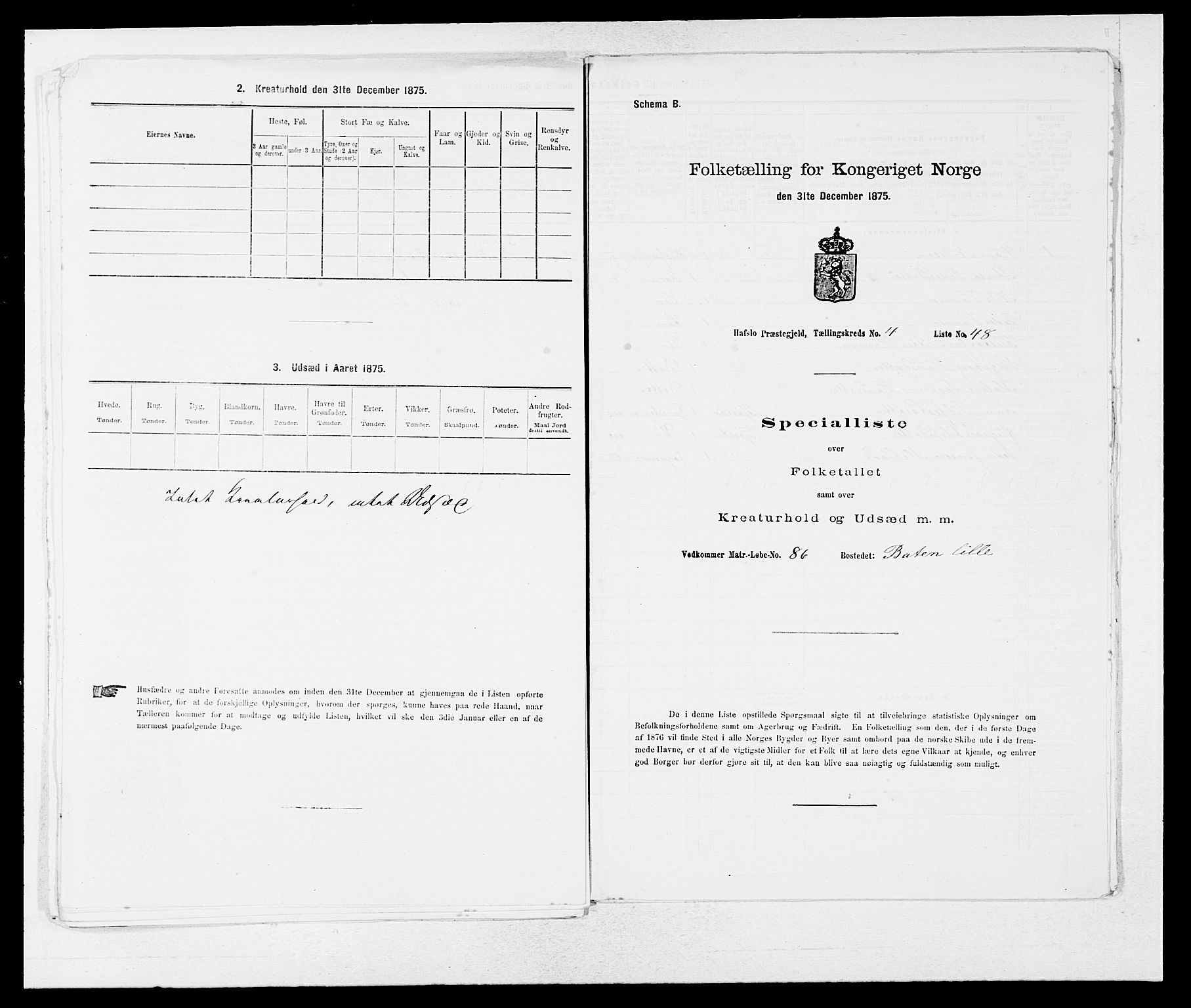 SAB, Folketelling 1875 for 1425P Hafslo prestegjeld, 1875, s. 546