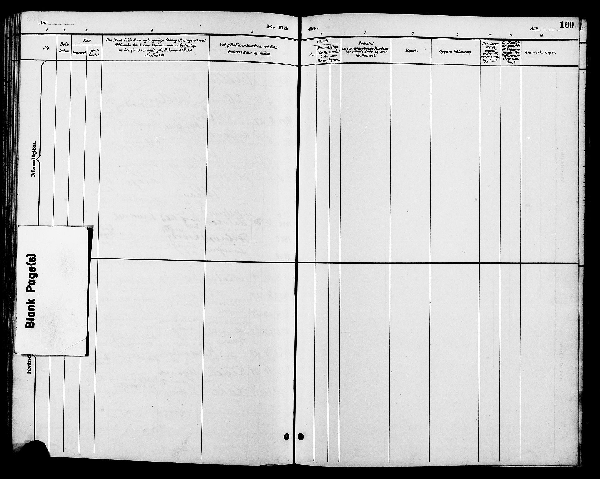 Flekkefjord sokneprestkontor, AV/SAK-1111-0012/F/Fb/Fbb/L0004: Klokkerbok nr. B 4, 1889-1907, s. 169