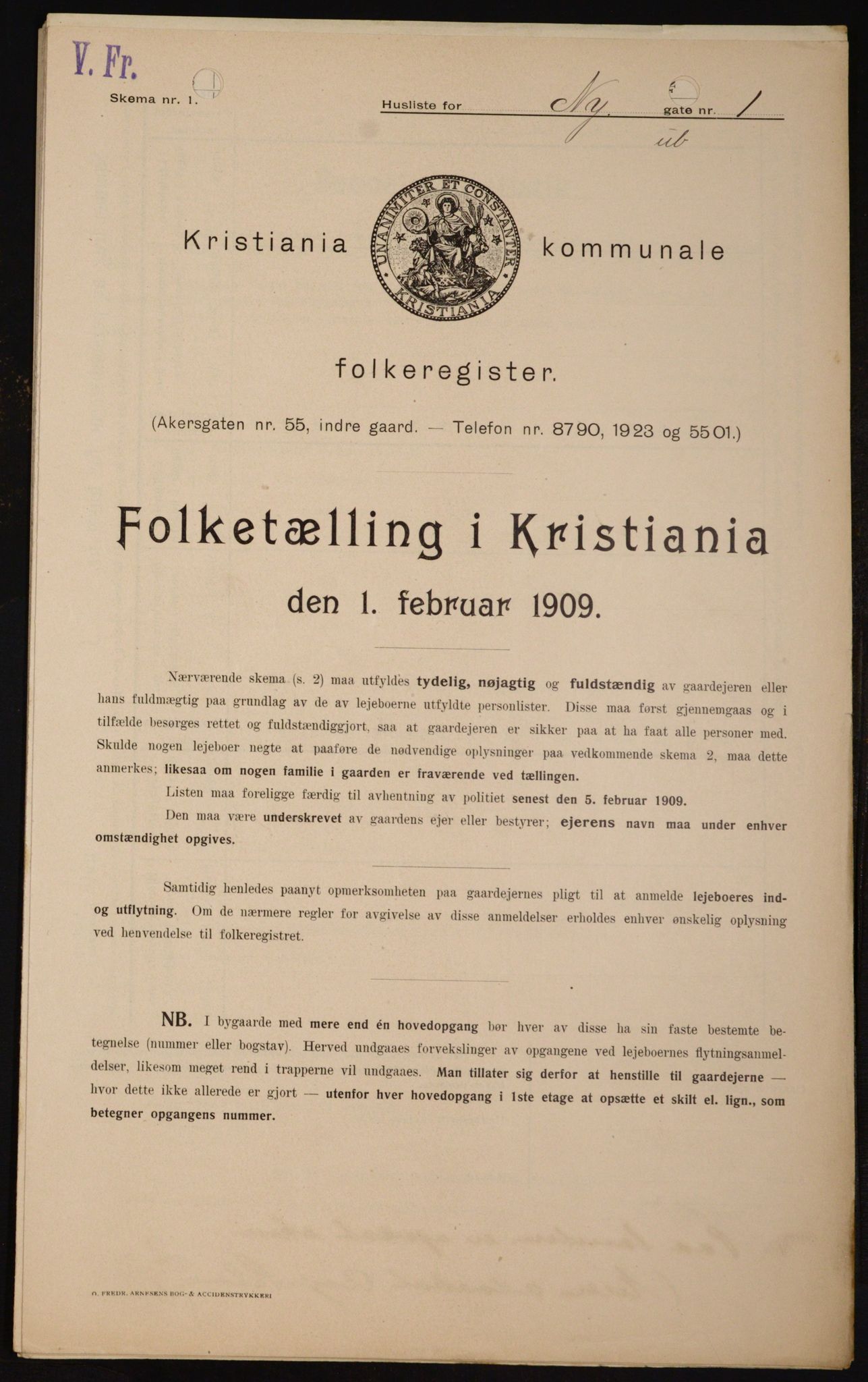 OBA, Kommunal folketelling 1.2.1909 for Kristiania kjøpstad, 1909, s. 66979