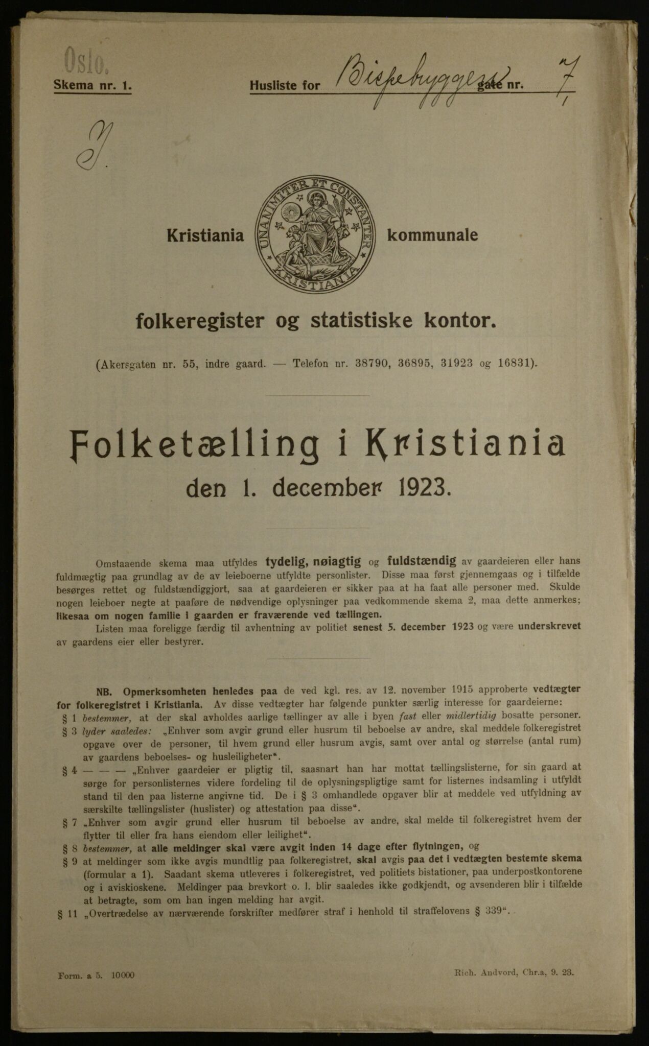 OBA, Kommunal folketelling 1.12.1923 for Kristiania, 1923, s. 6204