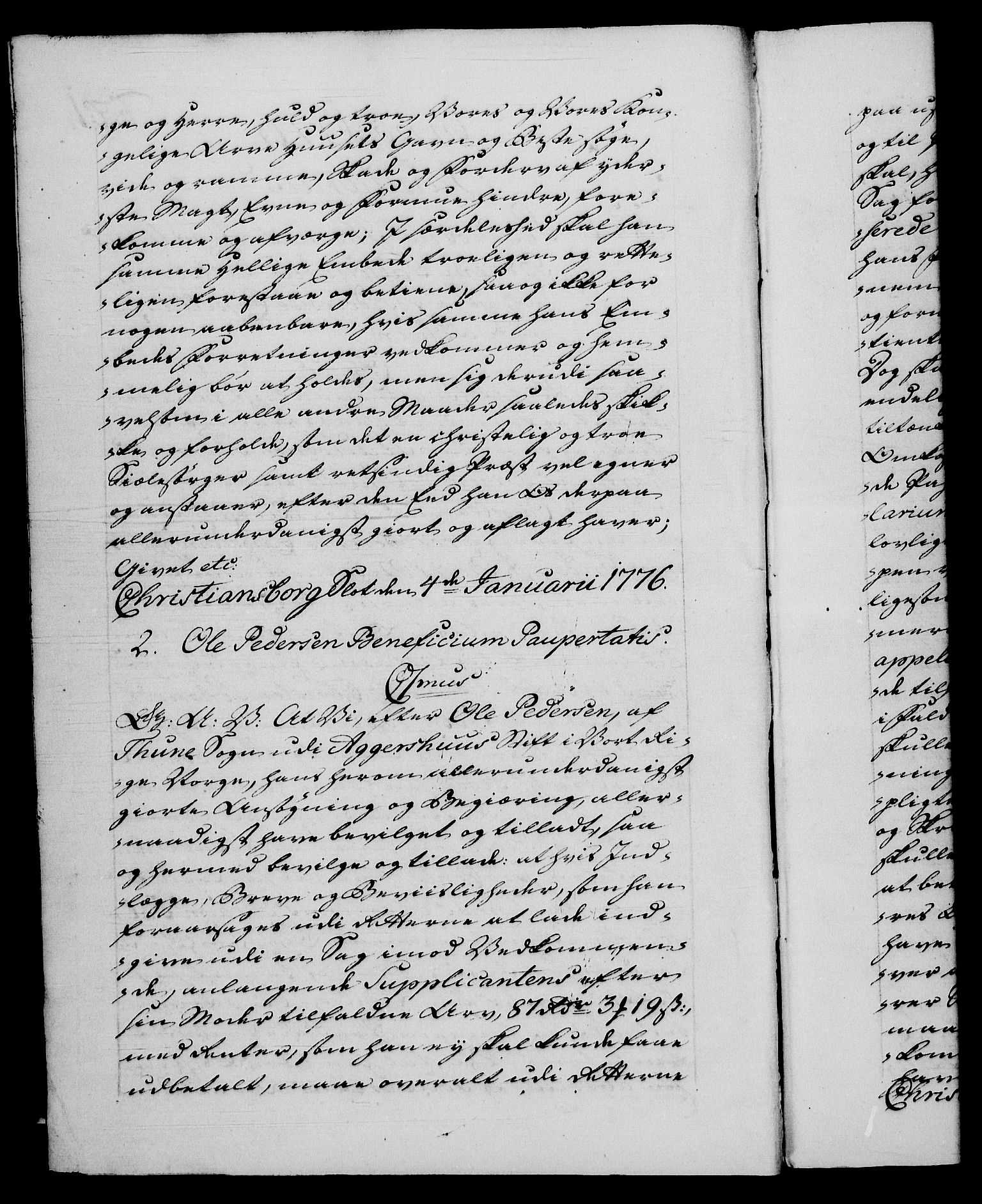 Danske Kanselli 1572-1799, AV/RA-EA-3023/F/Fc/Fca/Fcaa/L0047: Norske registre, 1776-1778, s. 1b