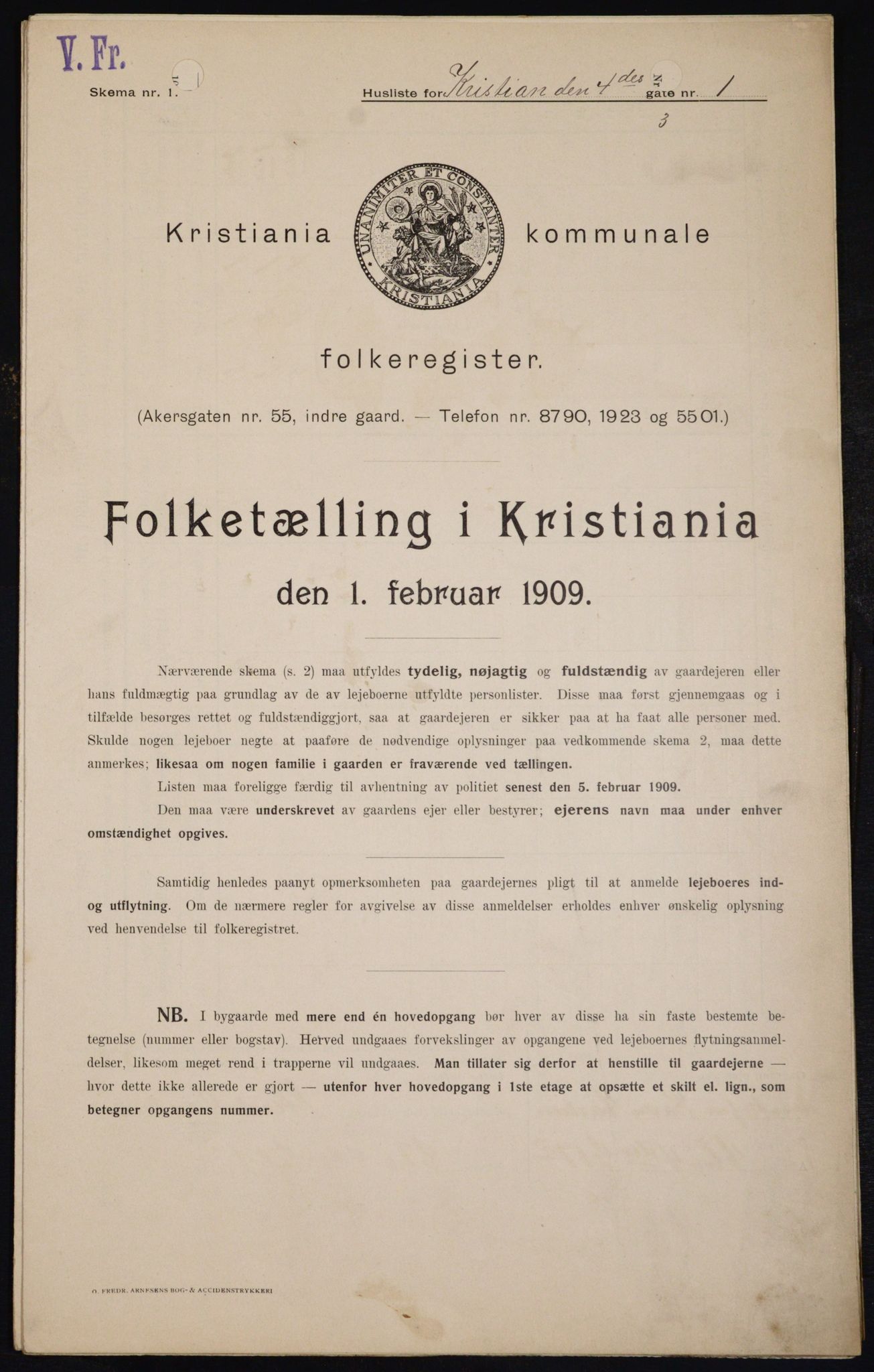 OBA, Kommunal folketelling 1.2.1909 for Kristiania kjøpstad, 1909, s. 49602