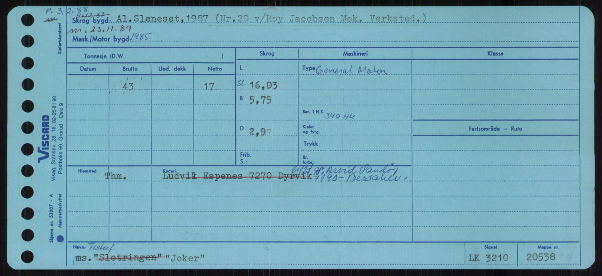 Sjøfartsdirektoratet med forløpere, Skipsmålingen, AV/RA-S-1627/H/Ha/L0003/0001: Fartøy, Hilm-Mar / Fartøy, Hilm-Kol, s. 535