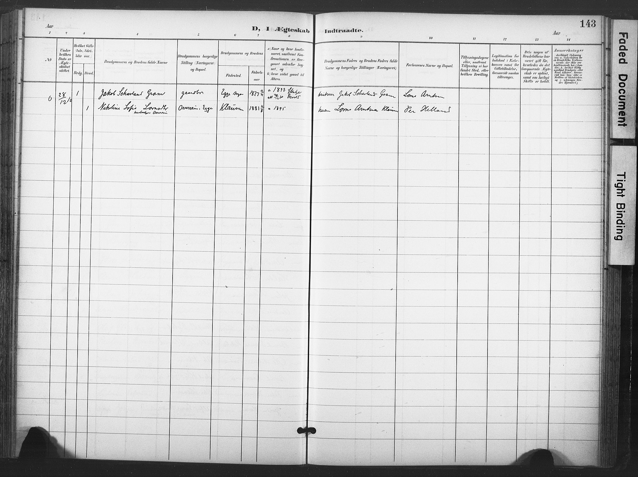 Ministerialprotokoller, klokkerbøker og fødselsregistre - Nord-Trøndelag, SAT/A-1458/713/L0122: Ministerialbok nr. 713A11, 1899-1910, s. 143