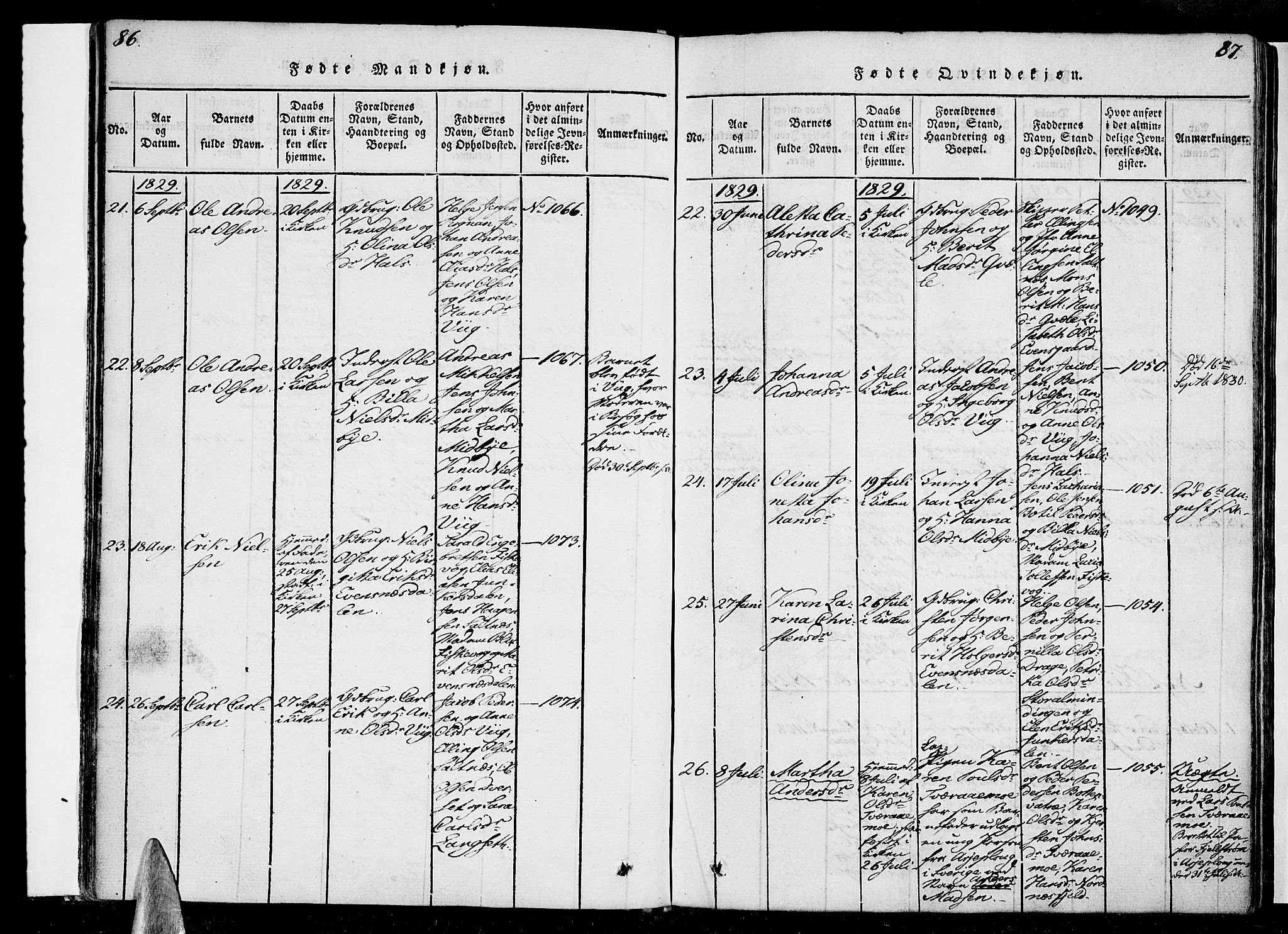 Ministerialprotokoller, klokkerbøker og fødselsregistre - Nordland, AV/SAT-A-1459/847/L0665: Ministerialbok nr. 847A05, 1818-1841, s. 86-87