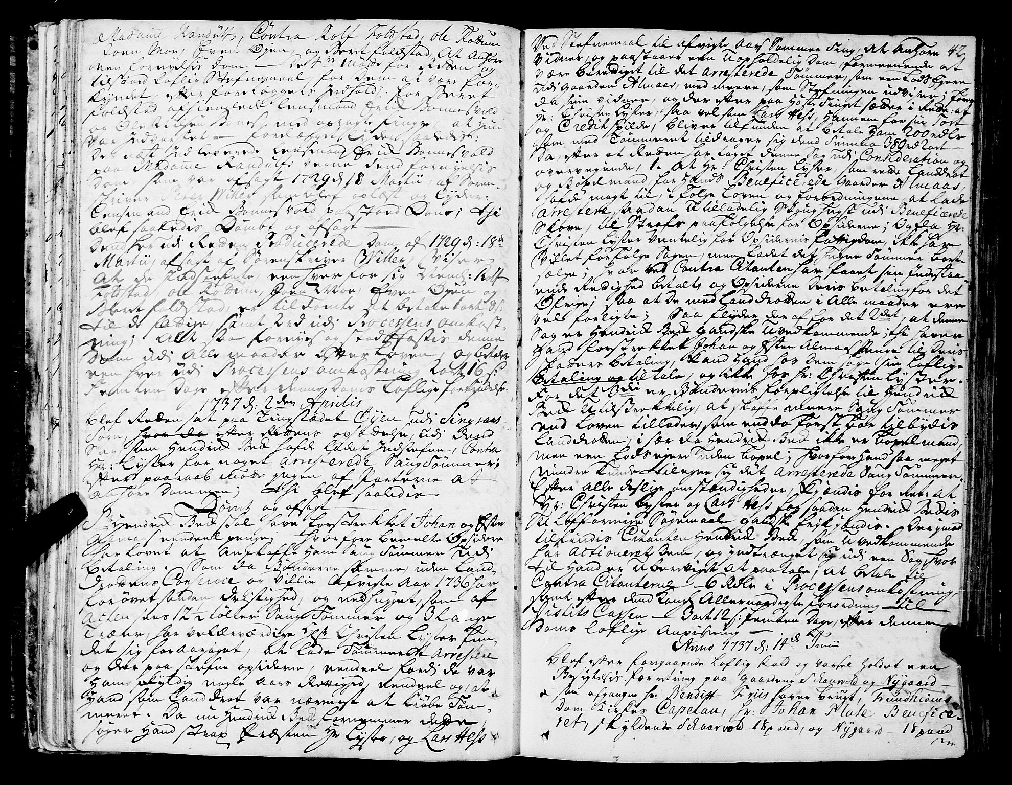 Gauldal sorenskriveri, AV/SAT-A-0014/1/1/1A/L0002: Tingbok 1B, 1736-1743, s. 41b-42a