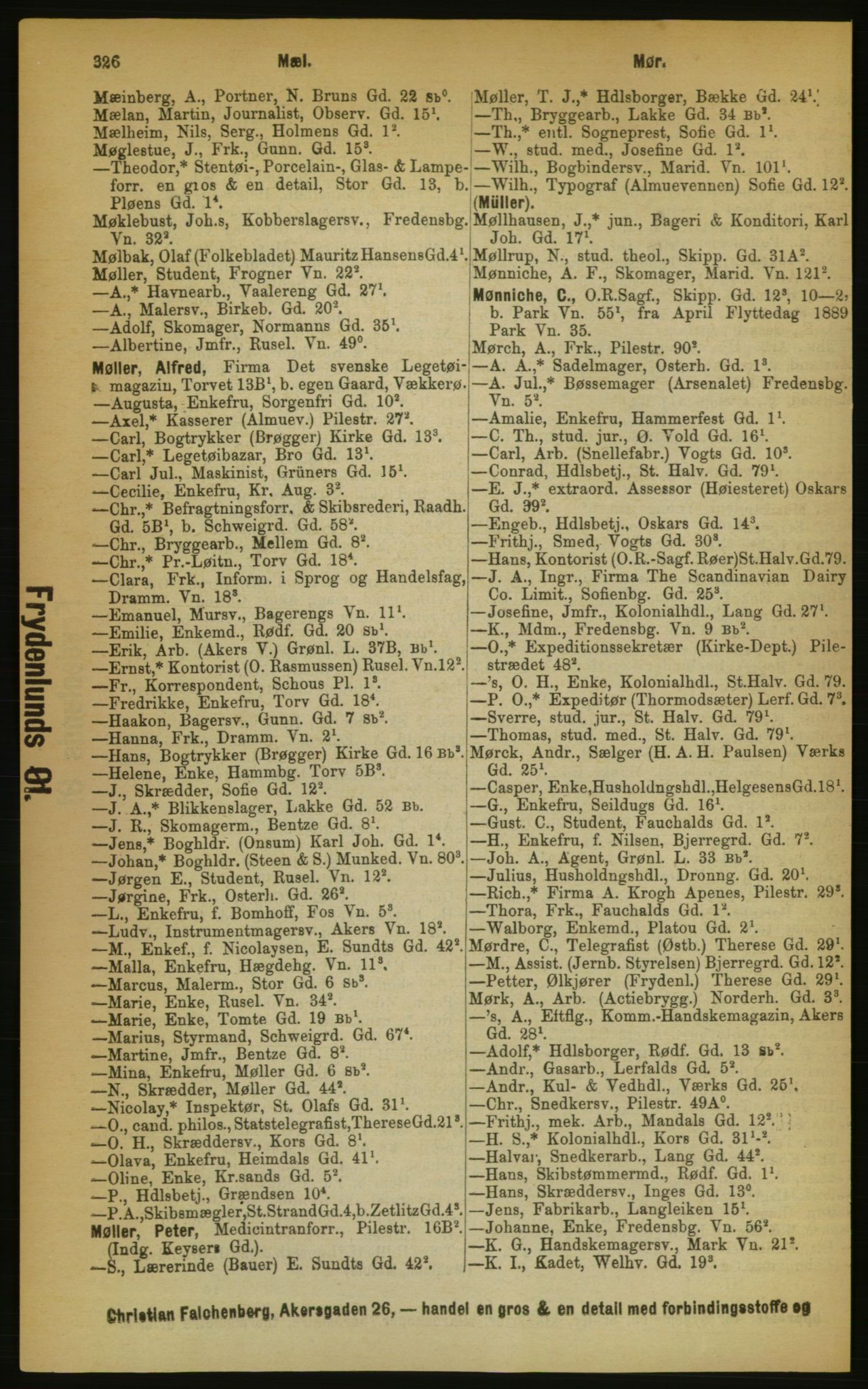 Kristiania/Oslo adressebok, PUBL/-, 1889, s. 326