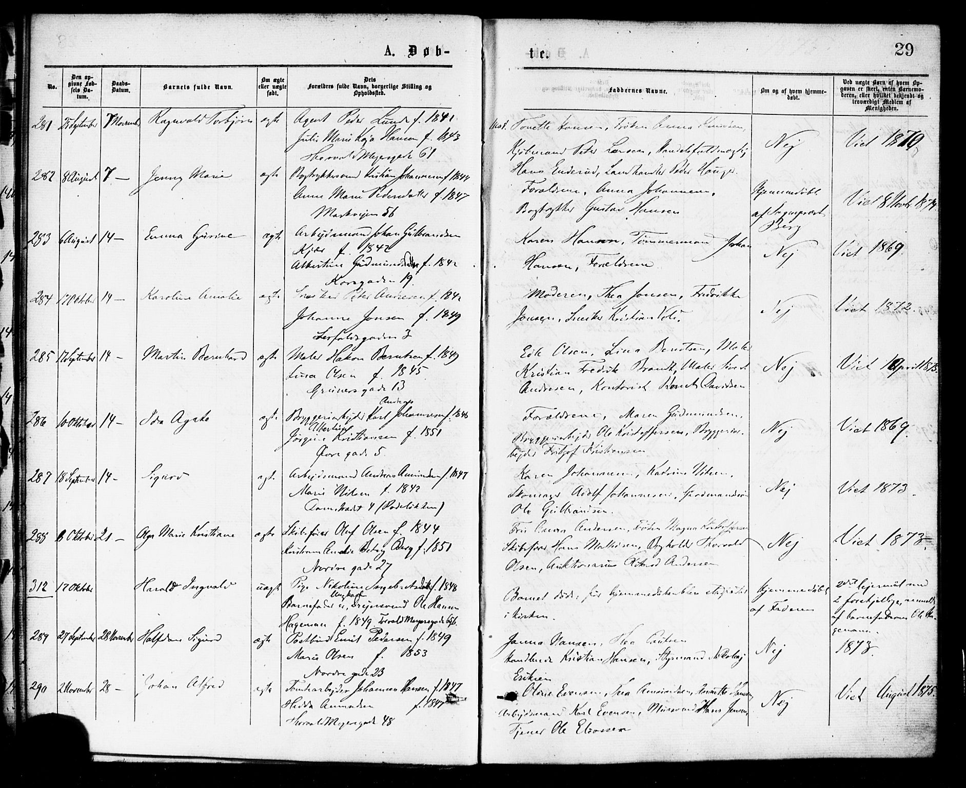Paulus prestekontor Kirkebøker, AV/SAO-A-10871/F/Fa/L0001: Ministerialbok nr. 1, 1875-1878, s. 29