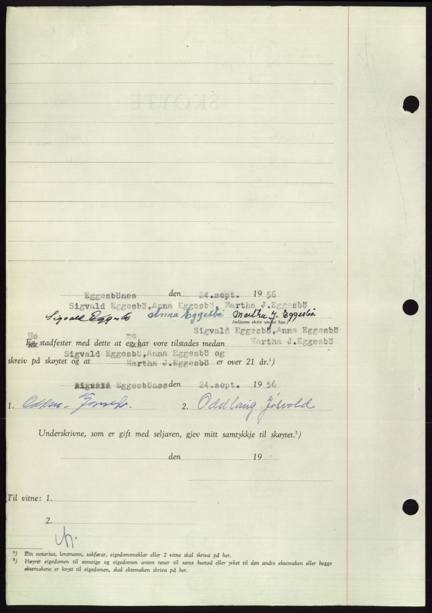 Søre Sunnmøre sorenskriveri, AV/SAT-A-4122/1/2/2C/L0104: Pantebok nr. 30A, 1956-1956, Dagboknr: 2211/1956