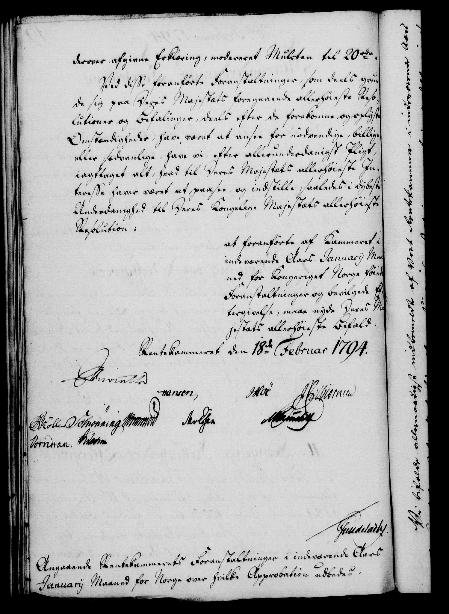 Rentekammeret, Kammerkanselliet, AV/RA-EA-3111/G/Gf/Gfa/L0076: Norsk relasjons- og resolusjonsprotokoll (merket RK 52.76), 1794, s. 122