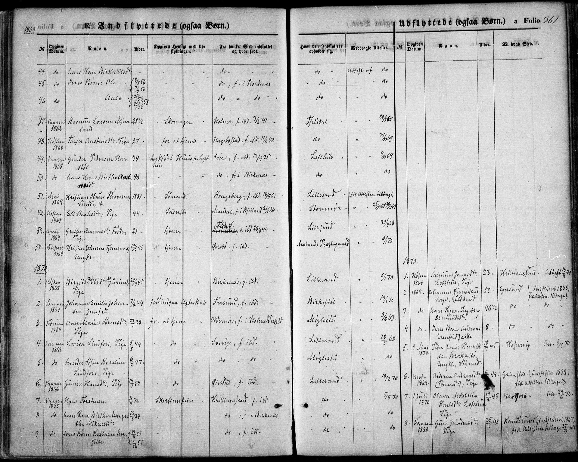 Vestre Moland sokneprestkontor, AV/SAK-1111-0046/F/Fa/Fab/L0007: Ministerialbok nr. A 7, 1859-1872, s. 361