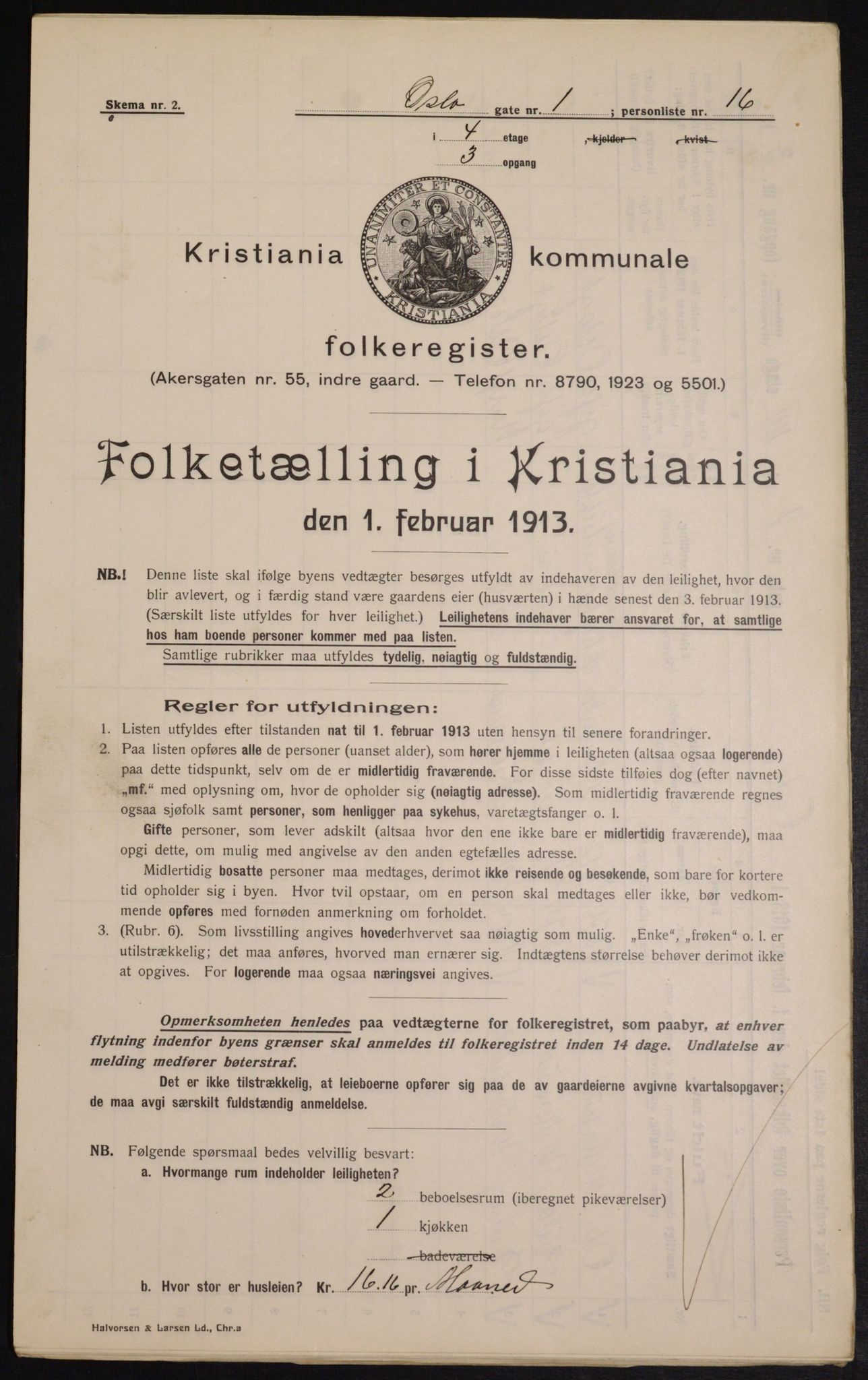 OBA, Kommunal folketelling 1.2.1913 for Kristiania, 1913, s. 77095