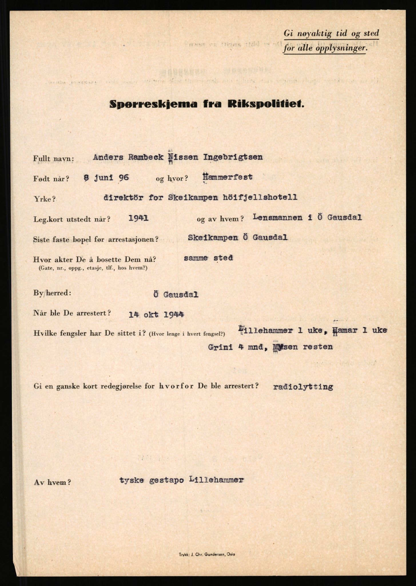 Rikspolitisjefen, AV/RA-S-1560/L/L0007: Heen, Erik C. - Iversen, Trygve, 1940-1945, s. 1101