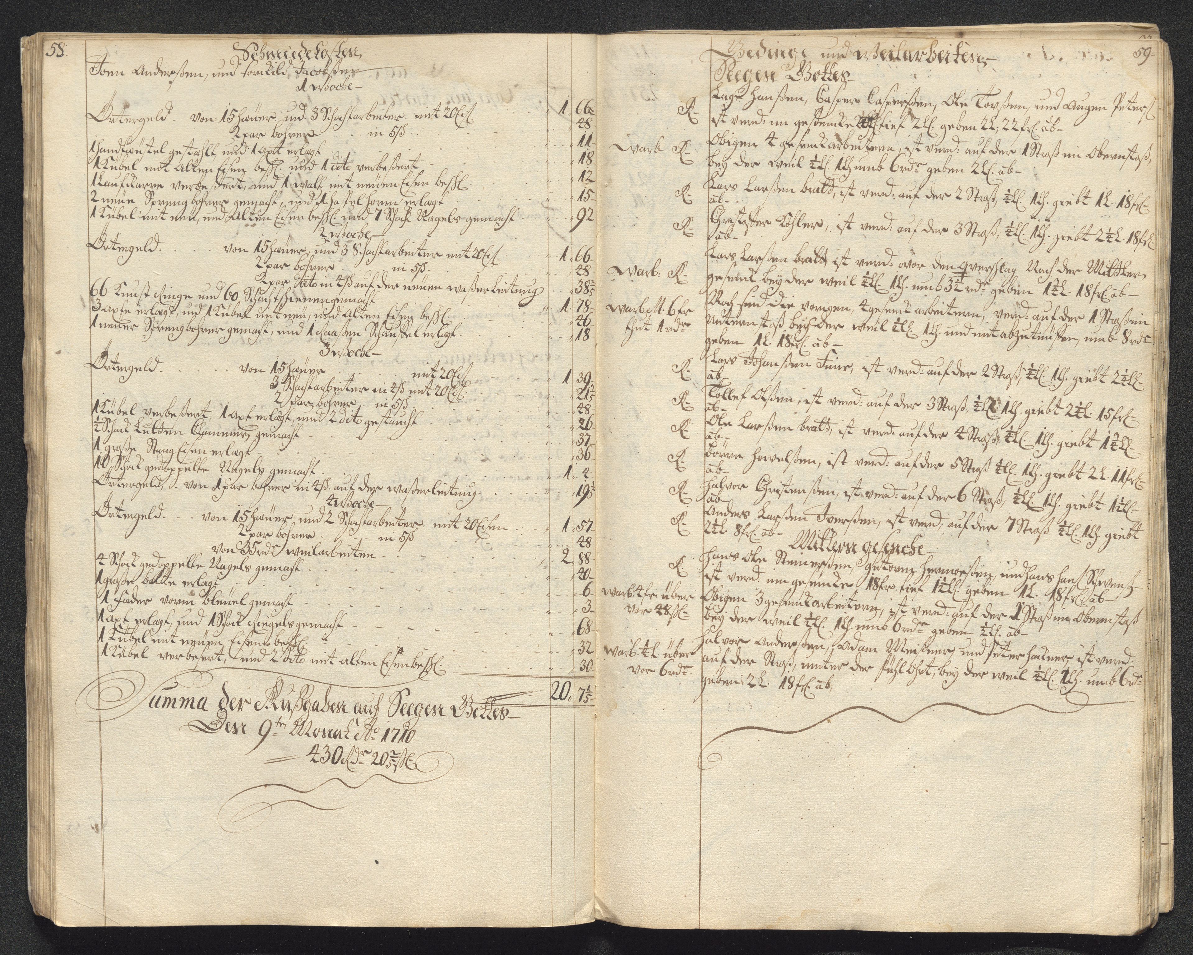 Kongsberg Sølvverk 1623-1816, AV/SAKO-EA-3135/001/D/Dc/Dcd/L0099: Utgiftsregnskap for gruver m.m., 1710, s. 407