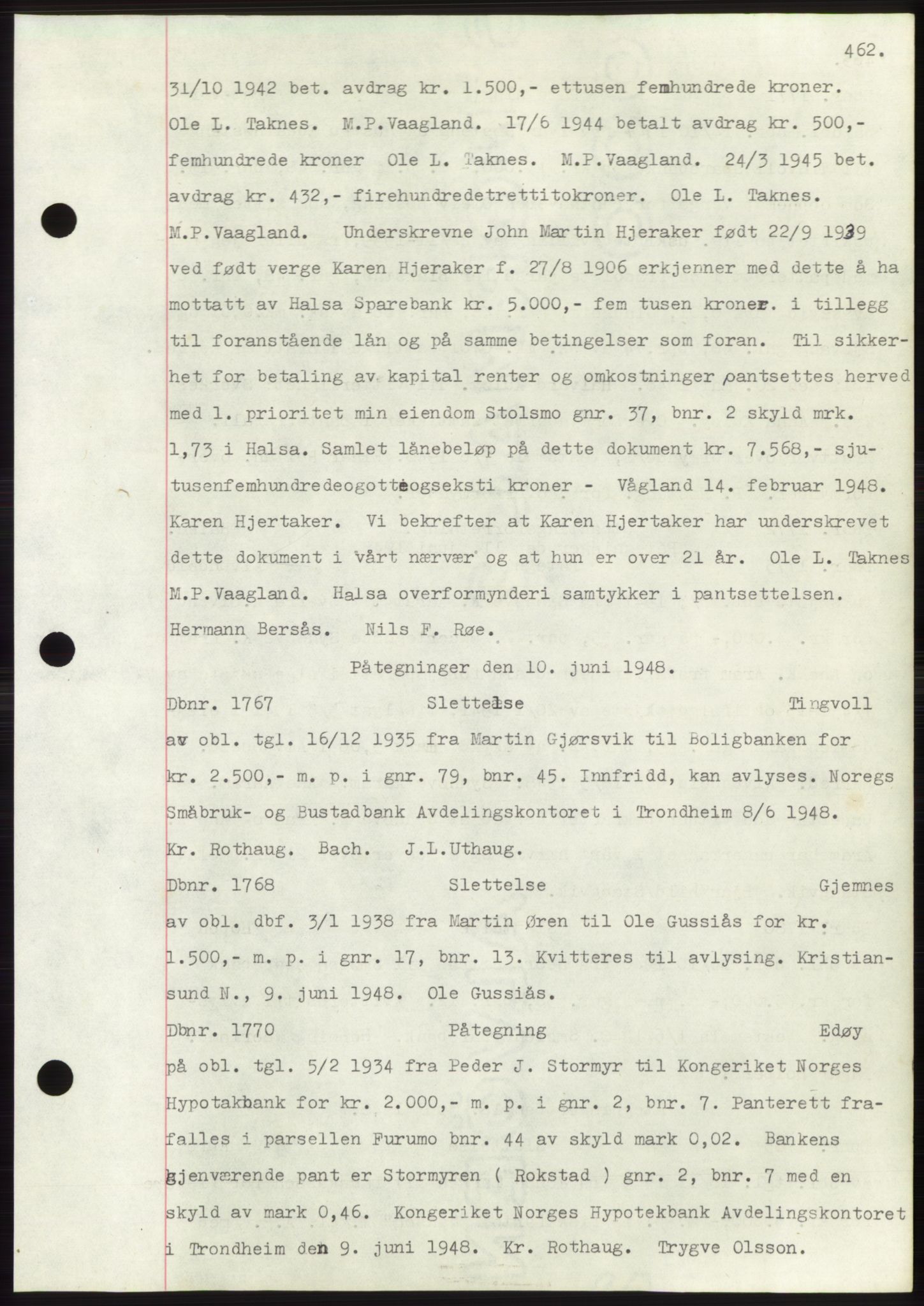 Nordmøre sorenskriveri, SAT/A-4132/1/2/2Ca: Pantebok nr. C82b, 1946-1951, Dagboknr: 1967/1948