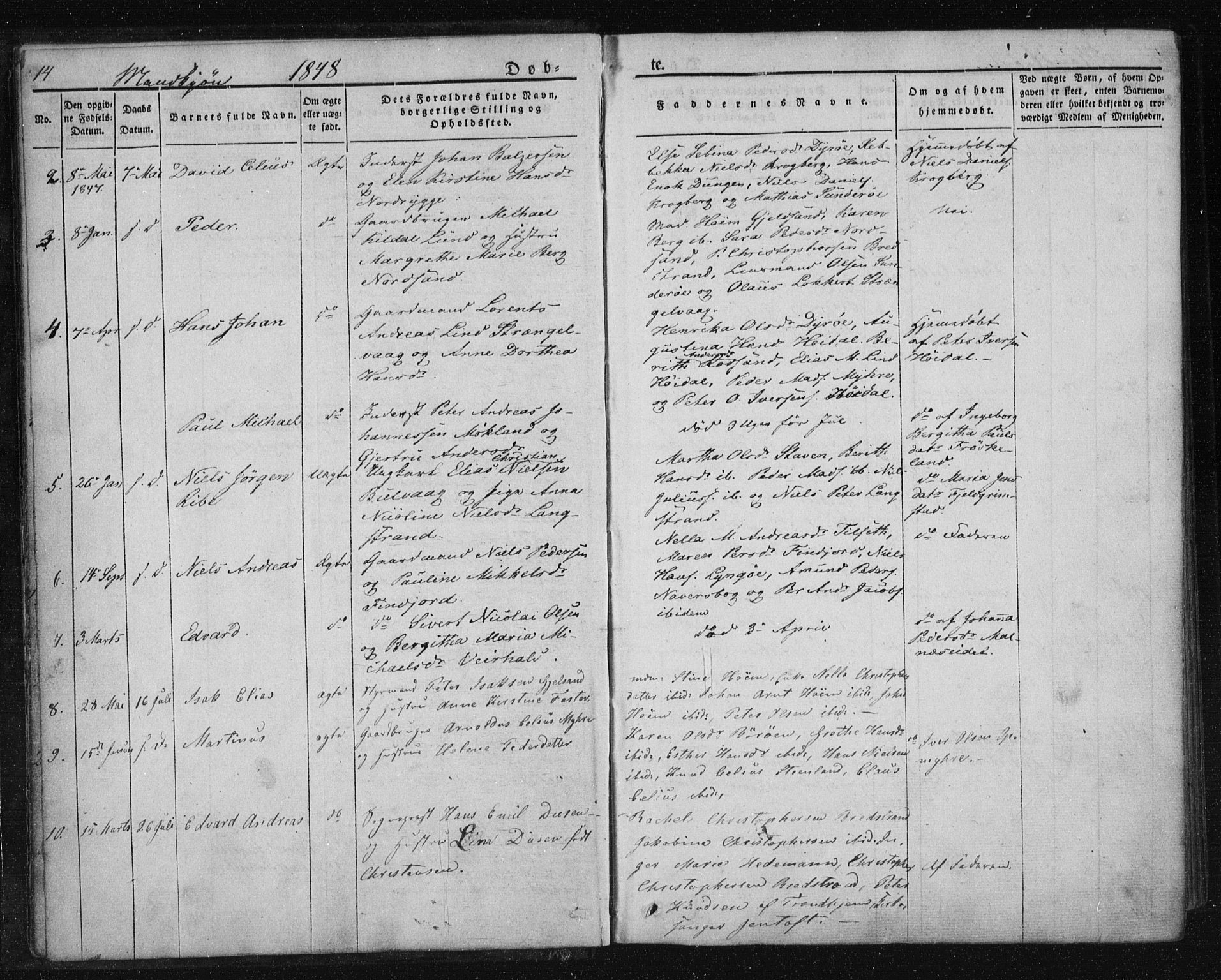 Ministerialprotokoller, klokkerbøker og fødselsregistre - Nordland, AV/SAT-A-1459/893/L1332: Ministerialbok nr. 893A05, 1841-1858, s. 14