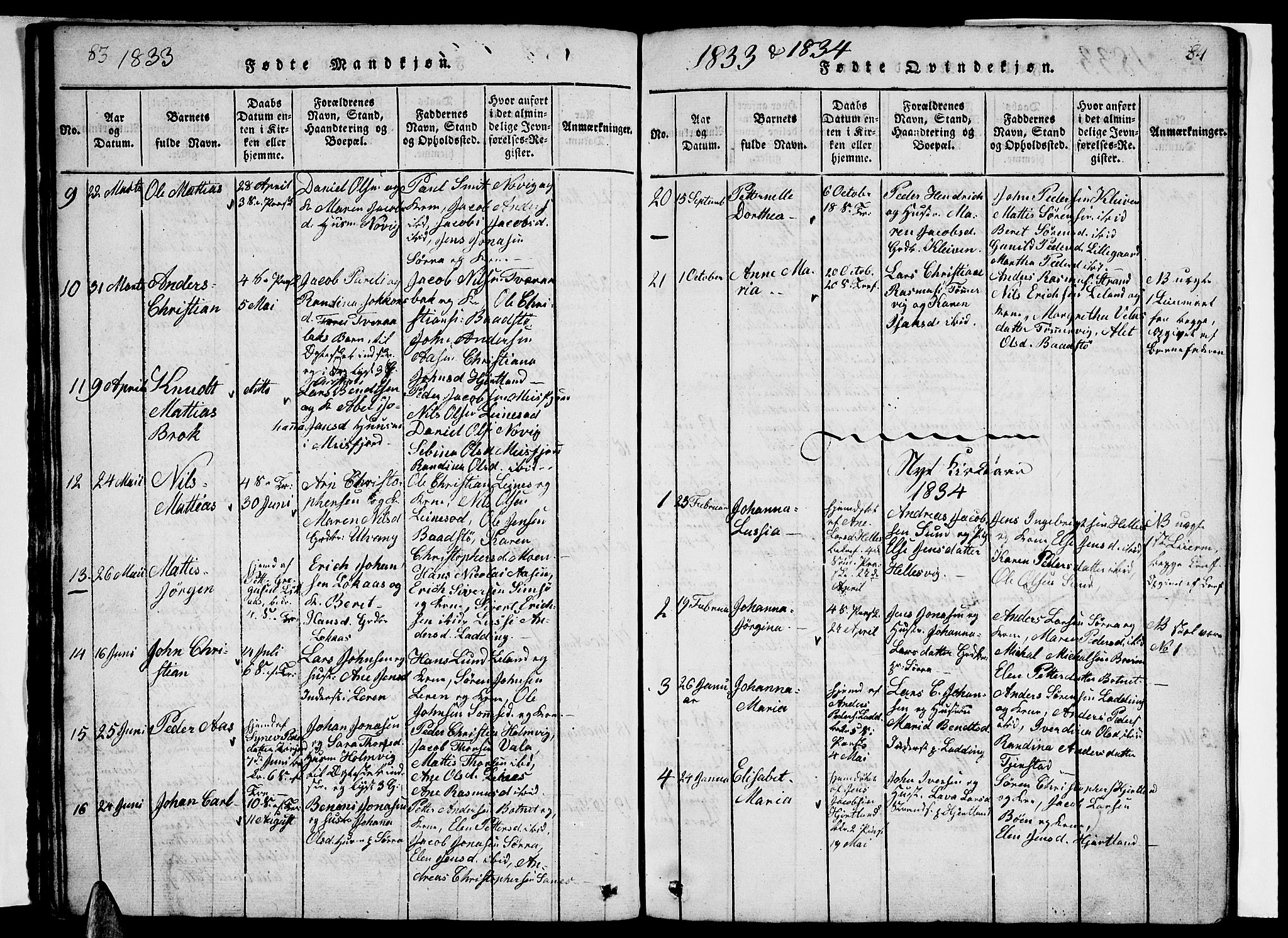 Ministerialprotokoller, klokkerbøker og fødselsregistre - Nordland, AV/SAT-A-1459/831/L0474: Klokkerbok nr. 831C01, 1820-1850, s. 83-84