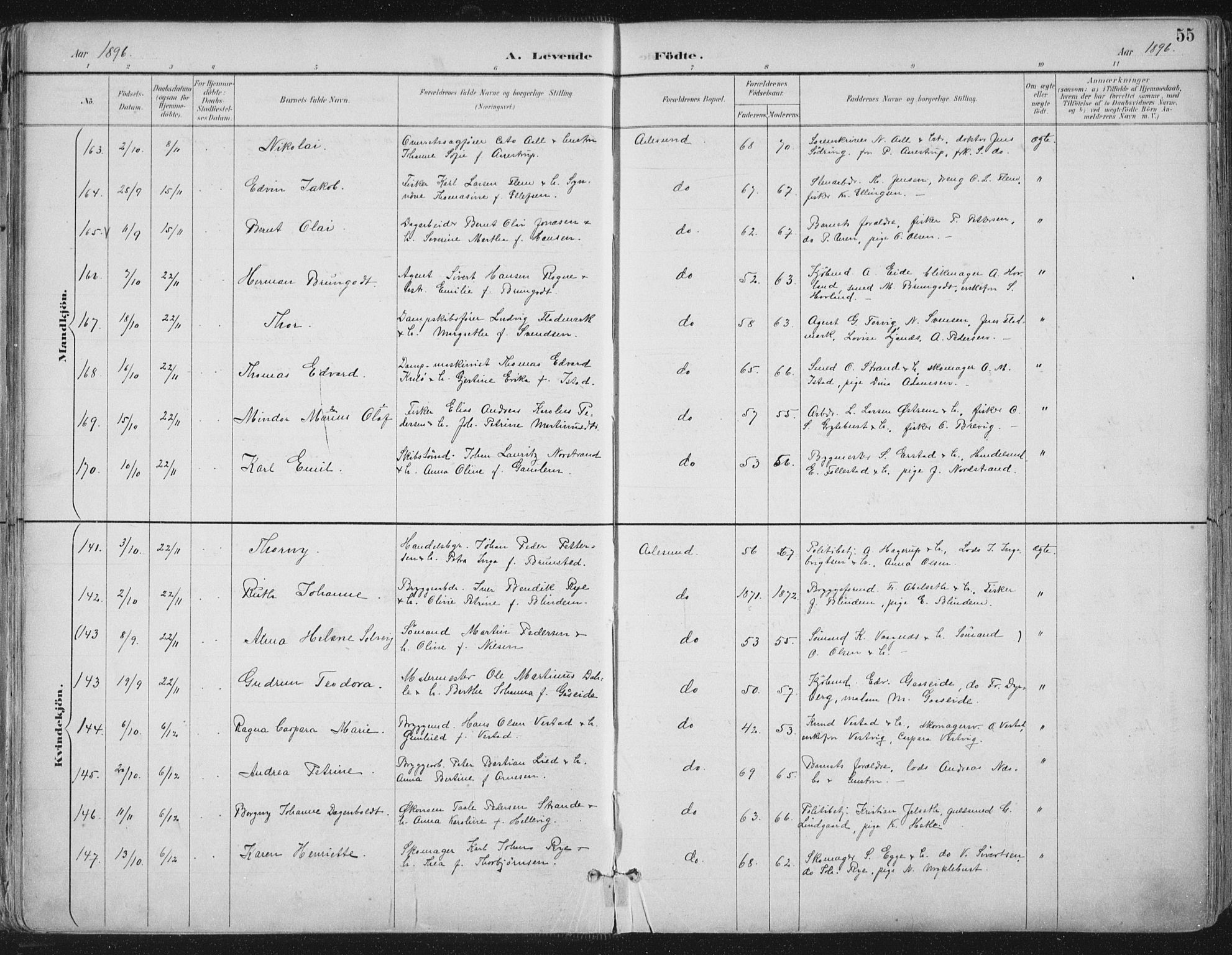 Ministerialprotokoller, klokkerbøker og fødselsregistre - Møre og Romsdal, AV/SAT-A-1454/529/L0456: Ministerialbok nr. 529A06, 1894-1906, s. 55