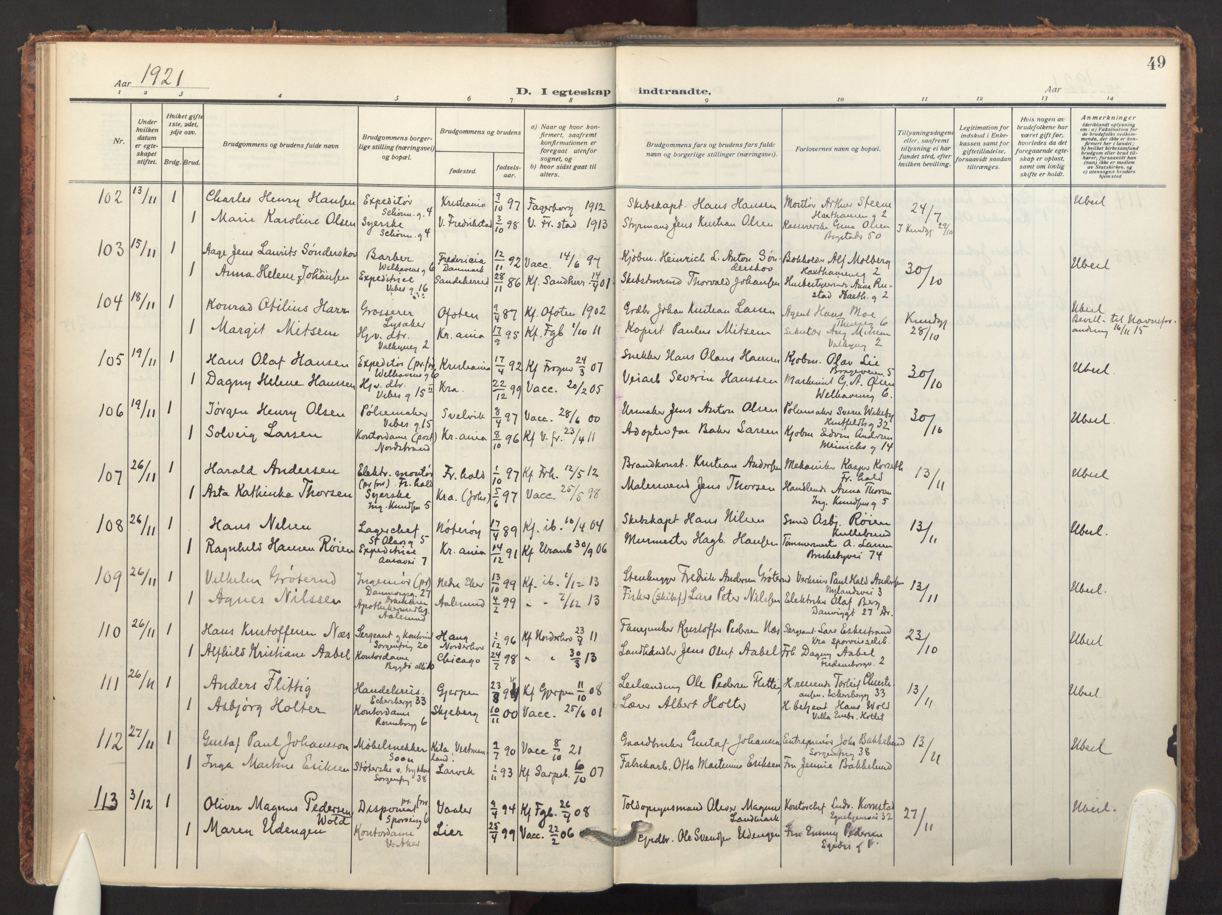 Fagerborg prestekontor Kirkebøker, AV/SAO-A-10844/F/Fa/L0007: Ministerialbok nr. 7, 1917-1934, s. 49