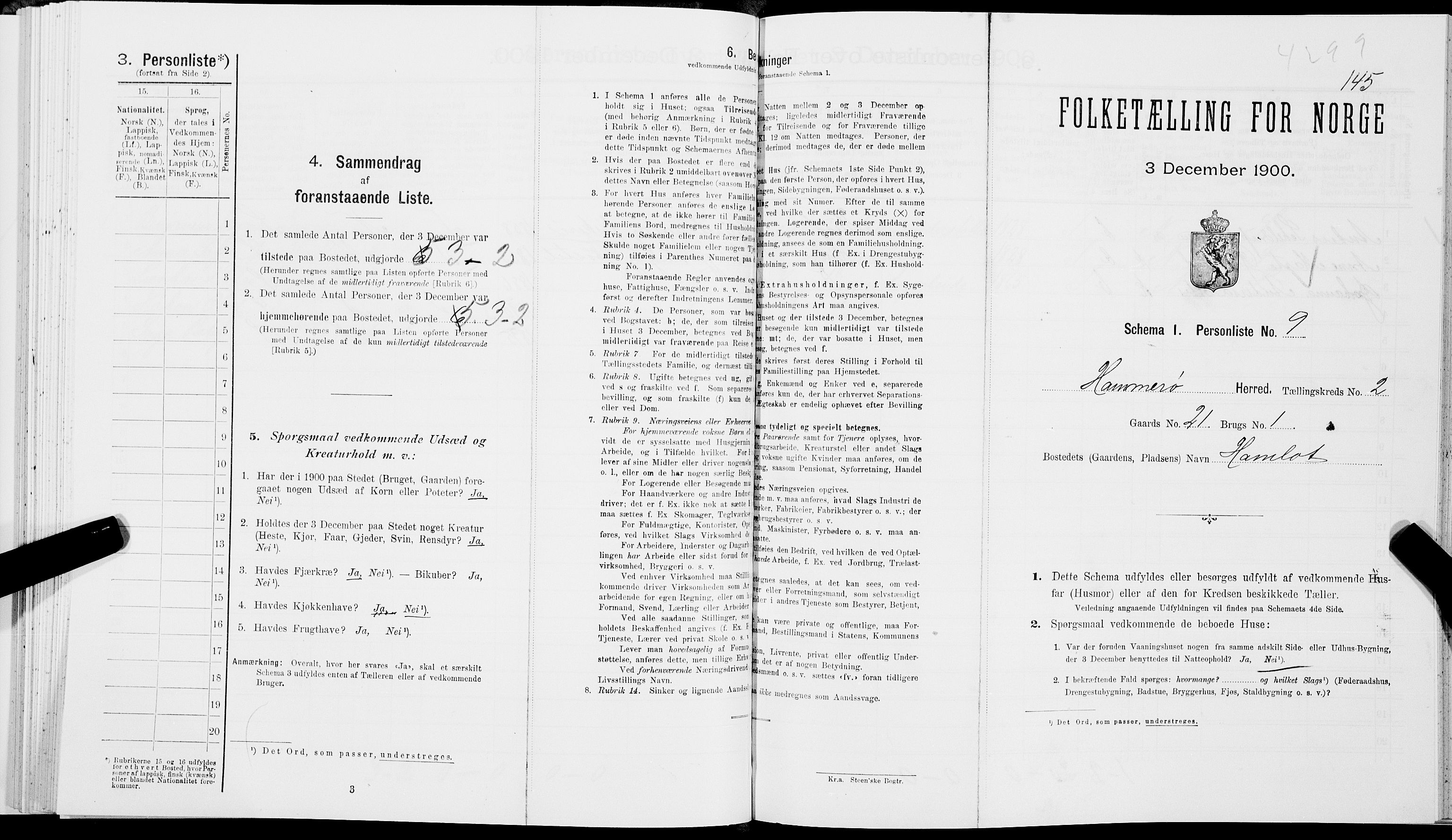 SAT, Folketelling 1900 for 1849 Hamarøy herred, 1900, s. 162