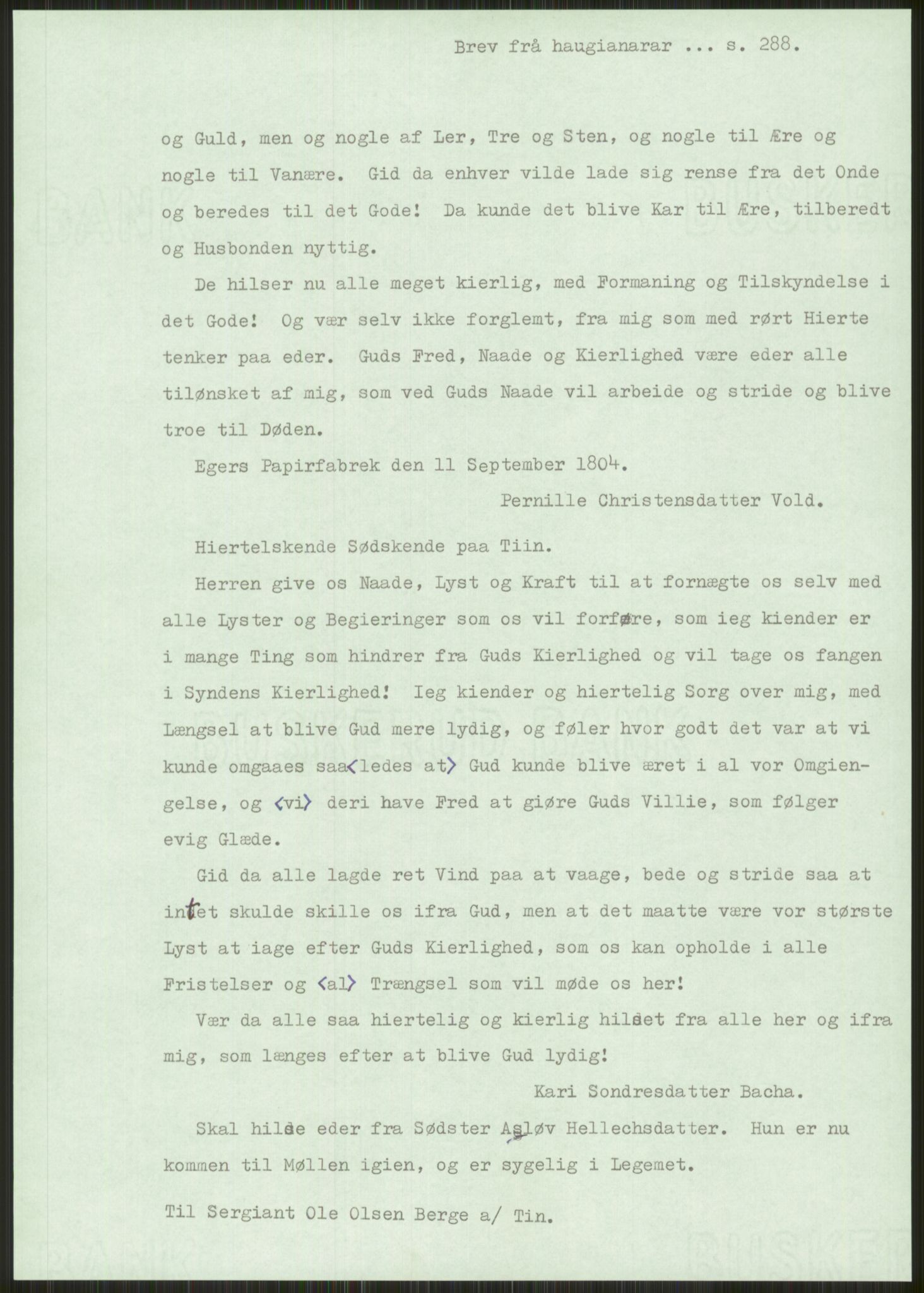 Samlinger til kildeutgivelse, Haugianerbrev, AV/RA-EA-6834/F/L0001: Haugianerbrev I: 1760-1804, 1760-1804, s. 288