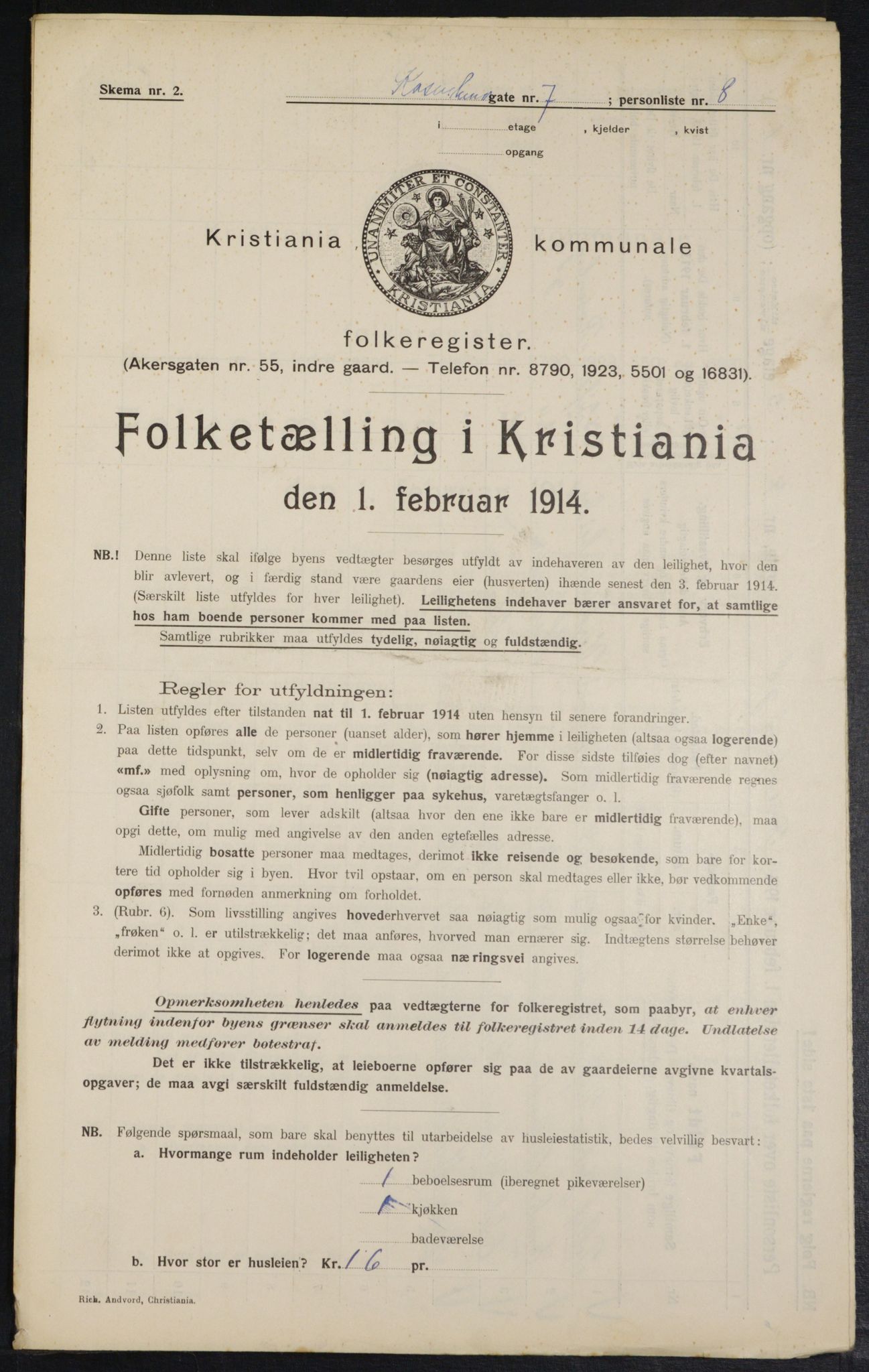 OBA, Kommunal folketelling 1.2.1914 for Kristiania, 1914, s. 83890