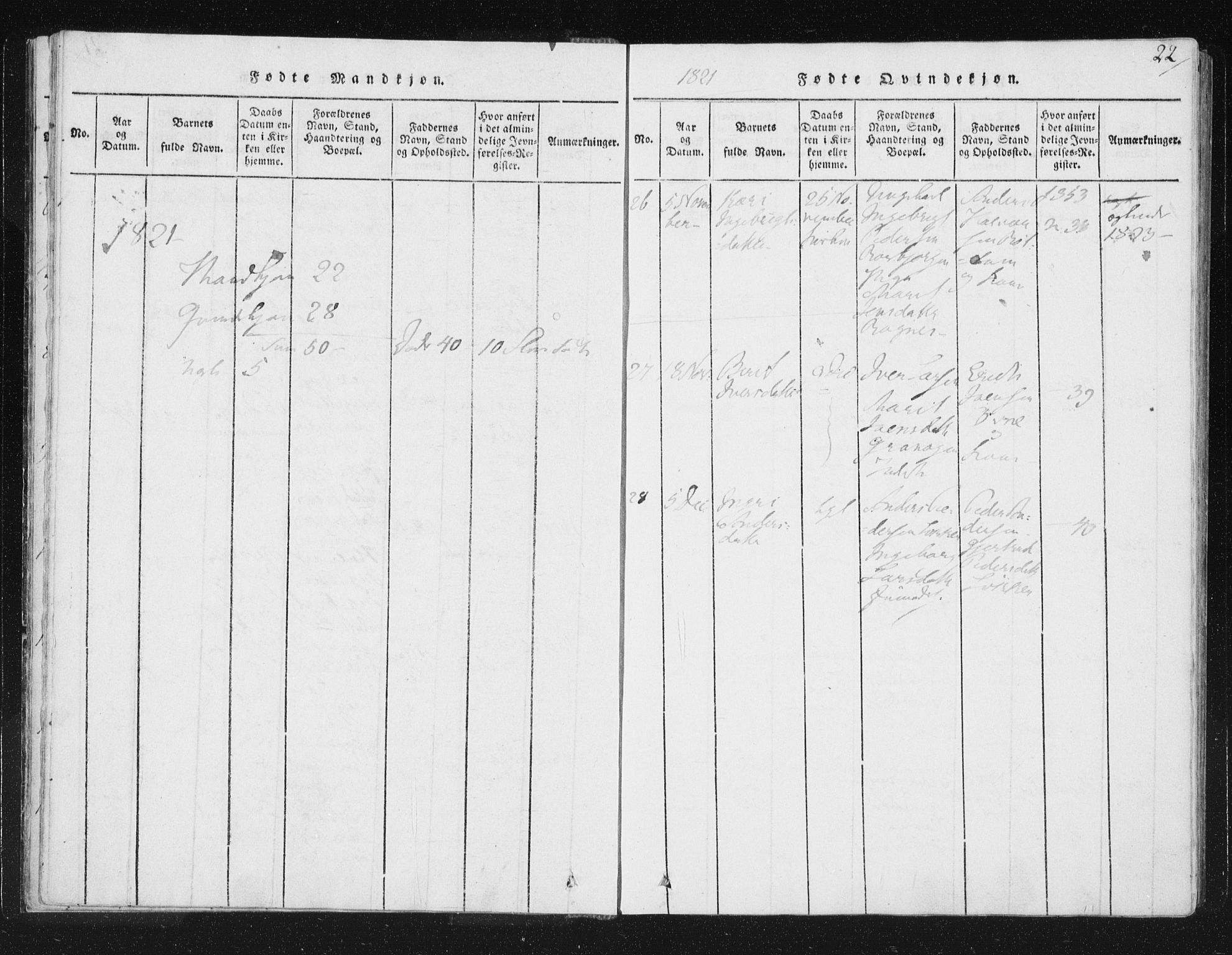 Ministerialprotokoller, klokkerbøker og fødselsregistre - Sør-Trøndelag, SAT/A-1456/687/L0996: Ministerialbok nr. 687A04, 1816-1842, s. 22