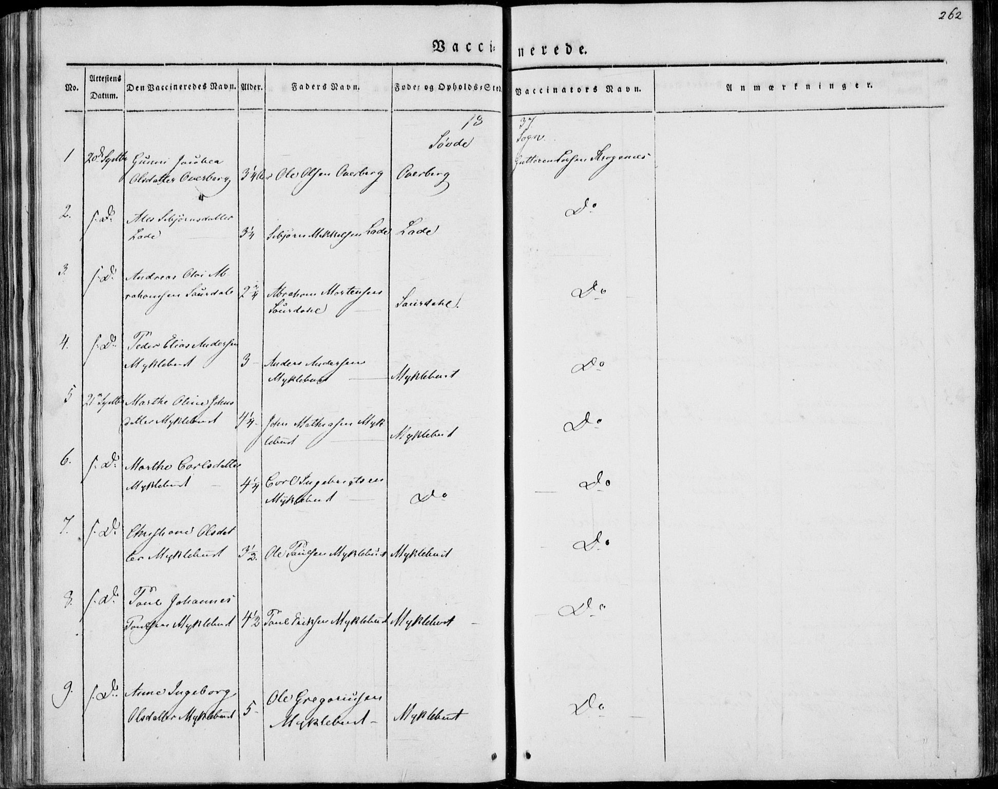 Ministerialprotokoller, klokkerbøker og fødselsregistre - Møre og Romsdal, AV/SAT-A-1454/501/L0005: Ministerialbok nr. 501A05, 1831-1844, s. 262