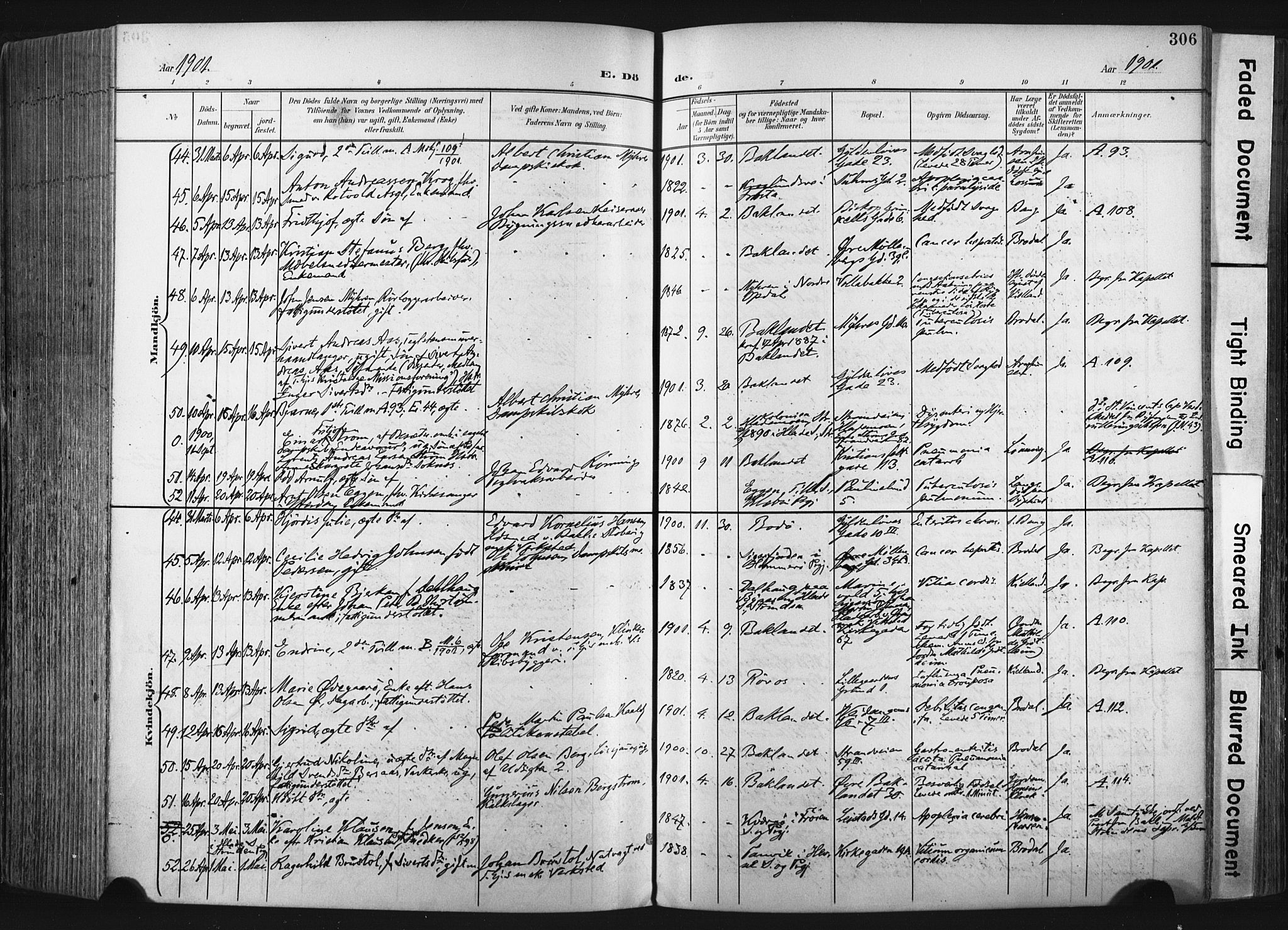 Ministerialprotokoller, klokkerbøker og fødselsregistre - Sør-Trøndelag, SAT/A-1456/604/L0201: Ministerialbok nr. 604A21, 1901-1911, s. 306