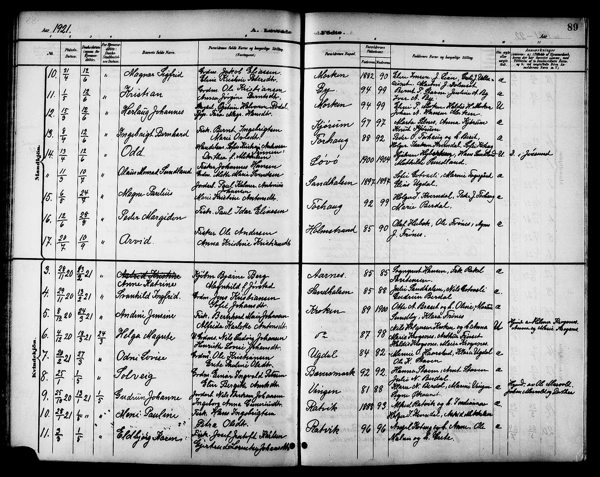 Ministerialprotokoller, klokkerbøker og fødselsregistre - Sør-Trøndelag, AV/SAT-A-1456/655/L0688: Klokkerbok nr. 655C04, 1899-1922, s. 89
