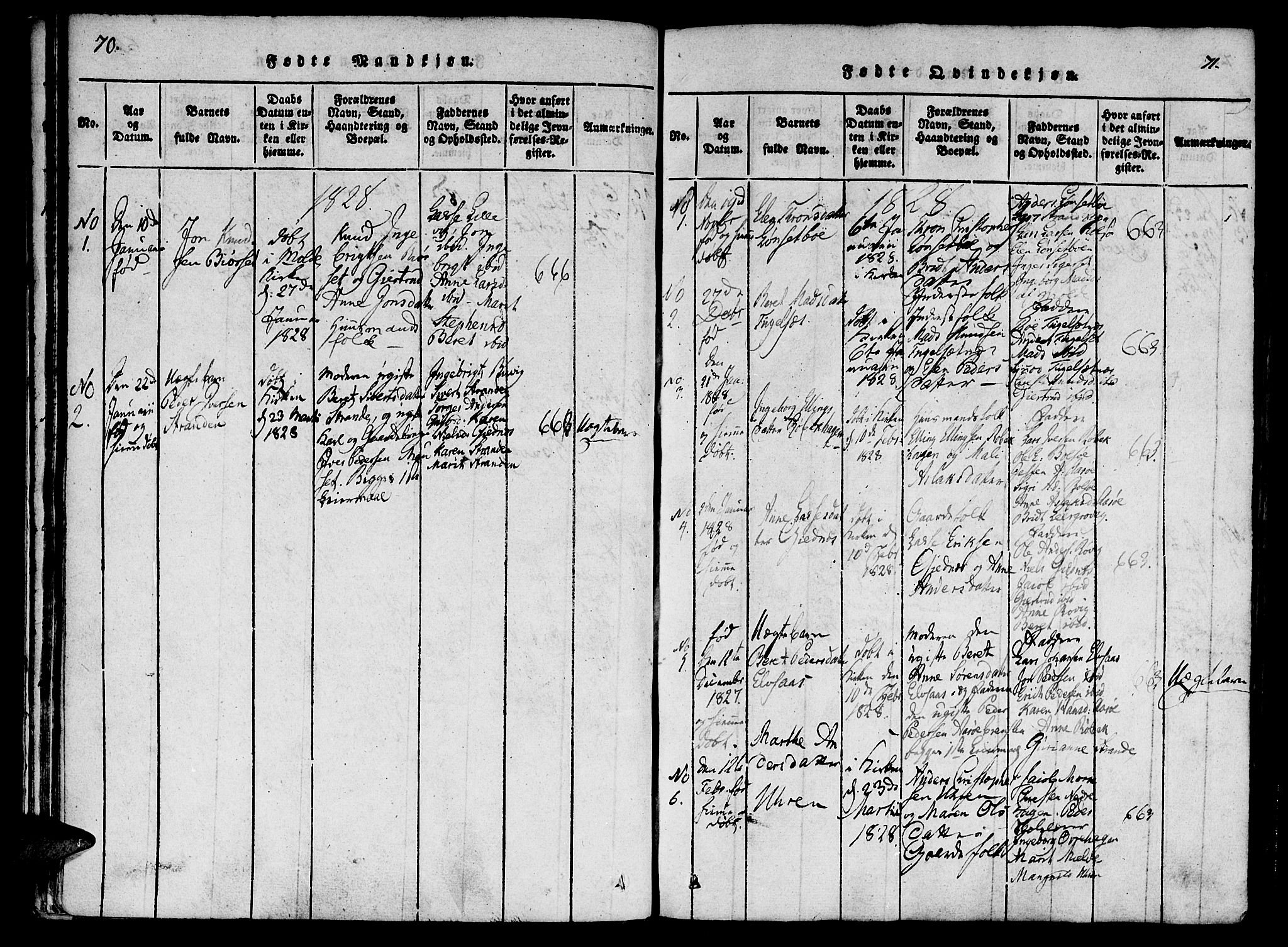 Ministerialprotokoller, klokkerbøker og fødselsregistre - Møre og Romsdal, AV/SAT-A-1454/555/L0652: Ministerialbok nr. 555A03, 1817-1843, s. 70-71