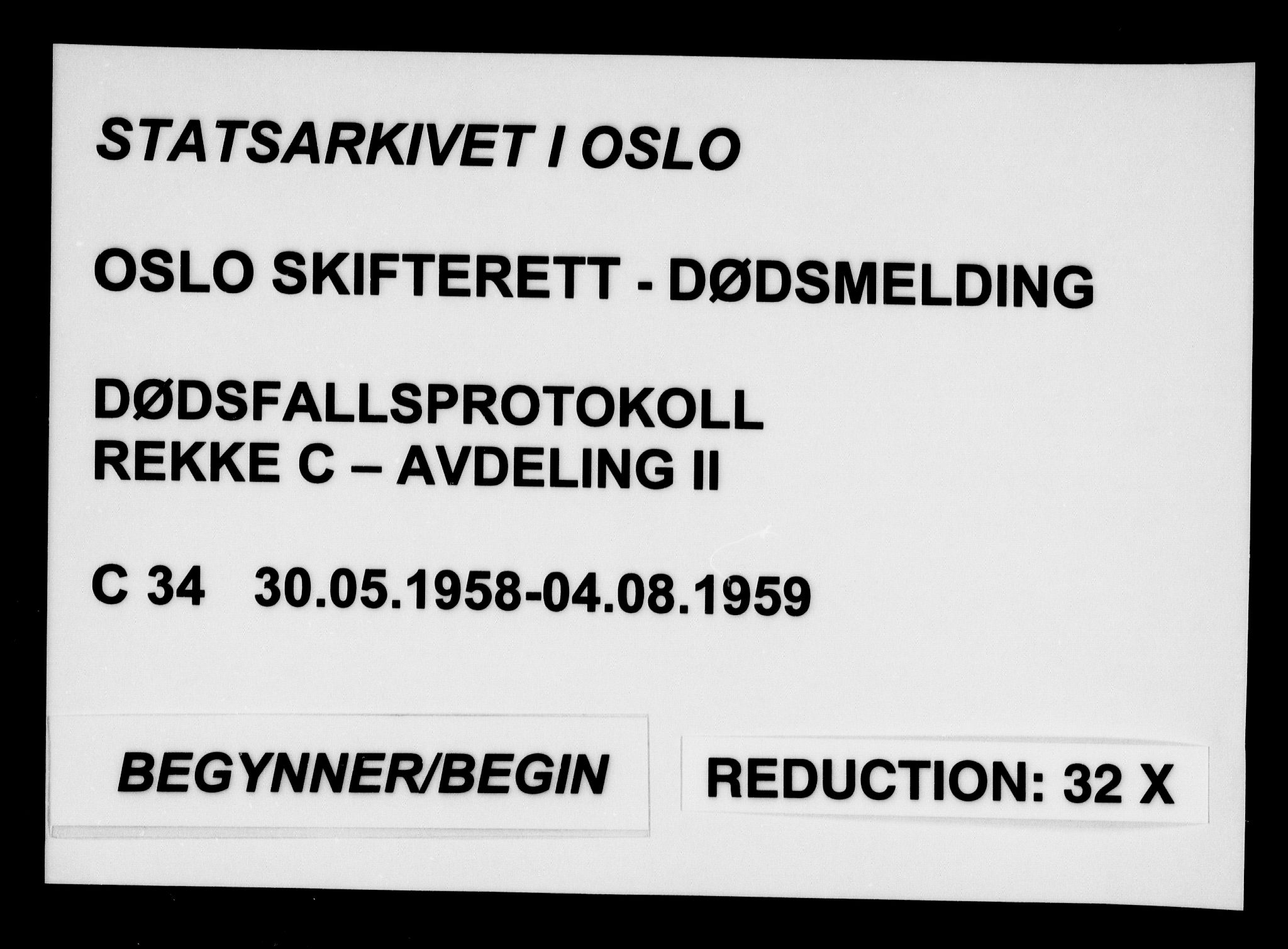 Oslo skifterett, AV/SAO-A-10383/G/Ga/Gac/L0034: Dødsfallsprotokoll - avd. II, 1958-1959