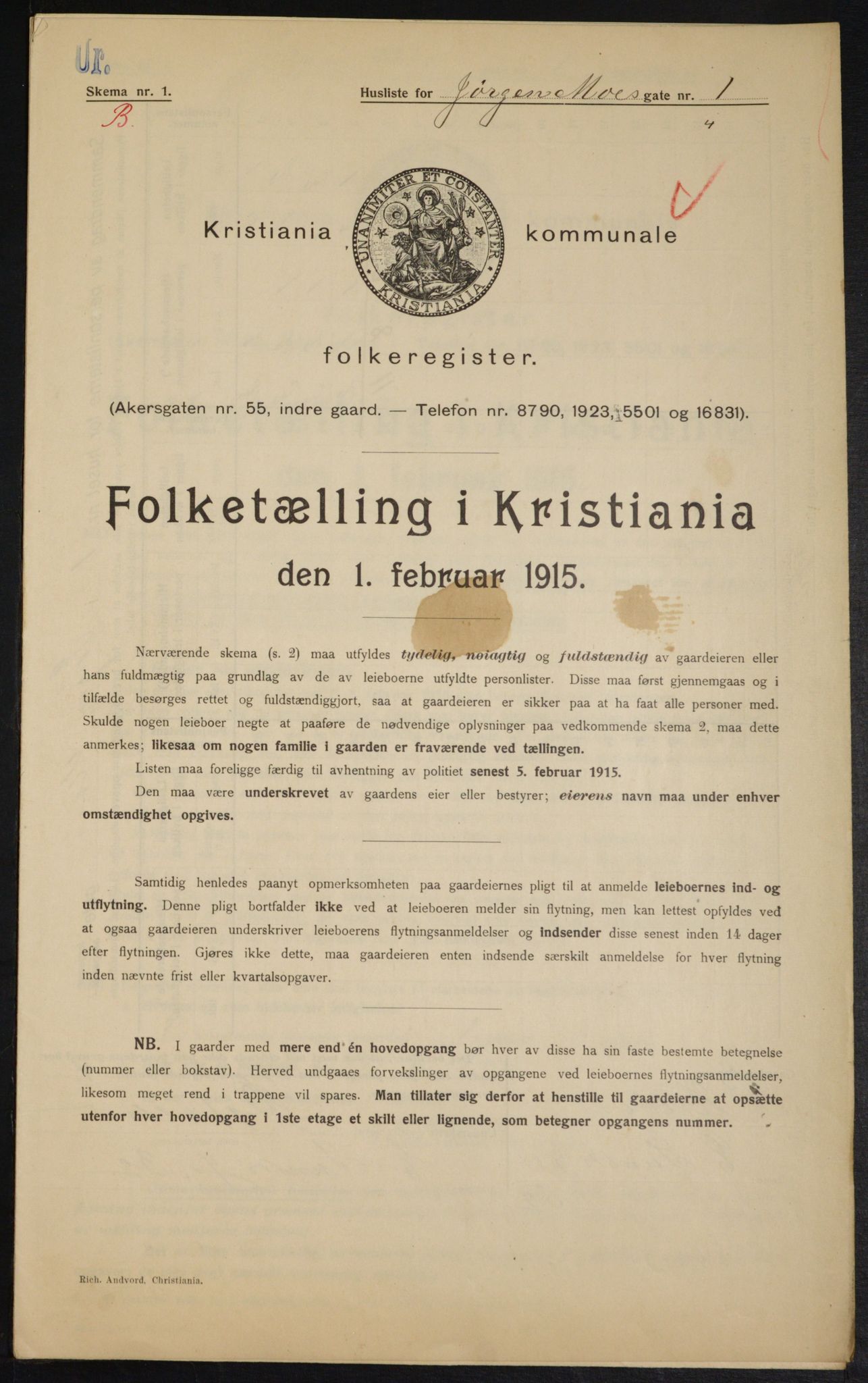 OBA, Kommunal folketelling 1.2.1915 for Kristiania, 1915, s. 47217
