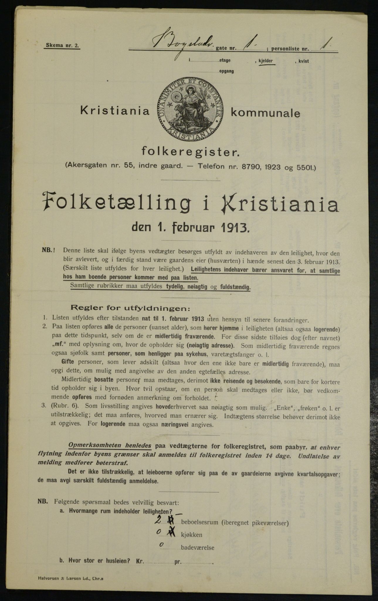 OBA, Kommunal folketelling 1.2.1913 for Kristiania, 1913, s. 6653