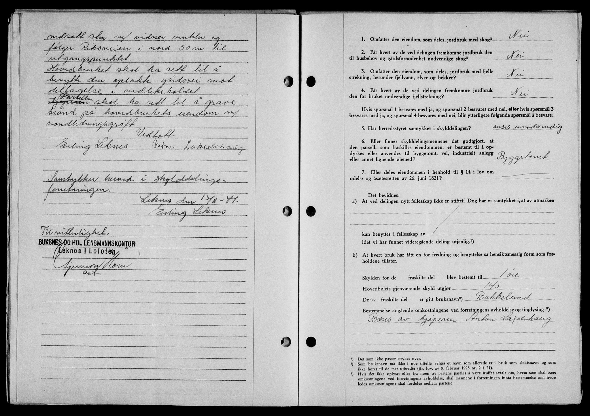Lofoten sorenskriveri, SAT/A-0017/1/2/2C/L0016a: Pantebok nr. 16a, 1947-1947, Dagboknr: 1306/1947