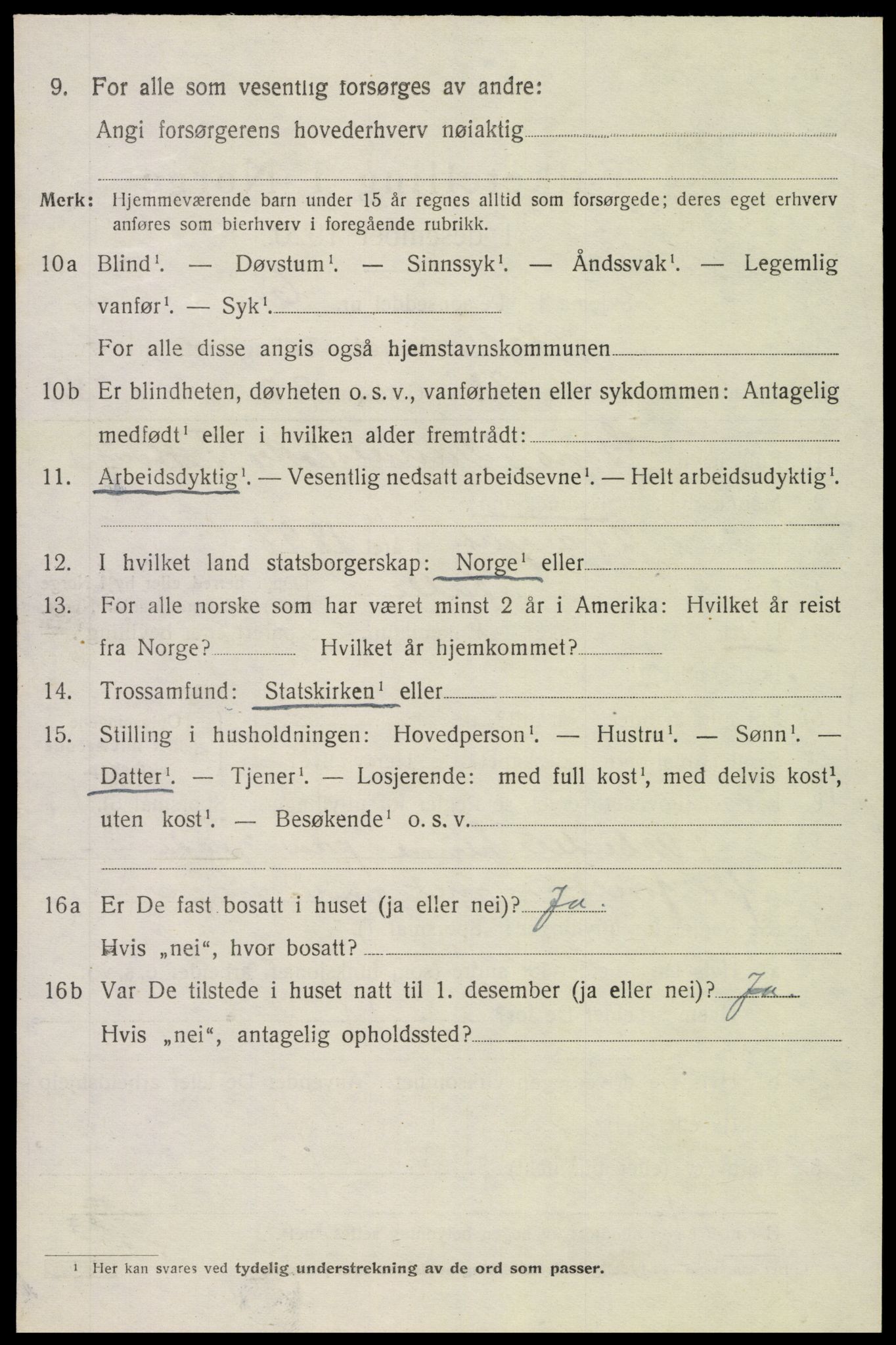 SAK, Folketelling 1920 for 0940 Valle herred, 1920, s. 2320