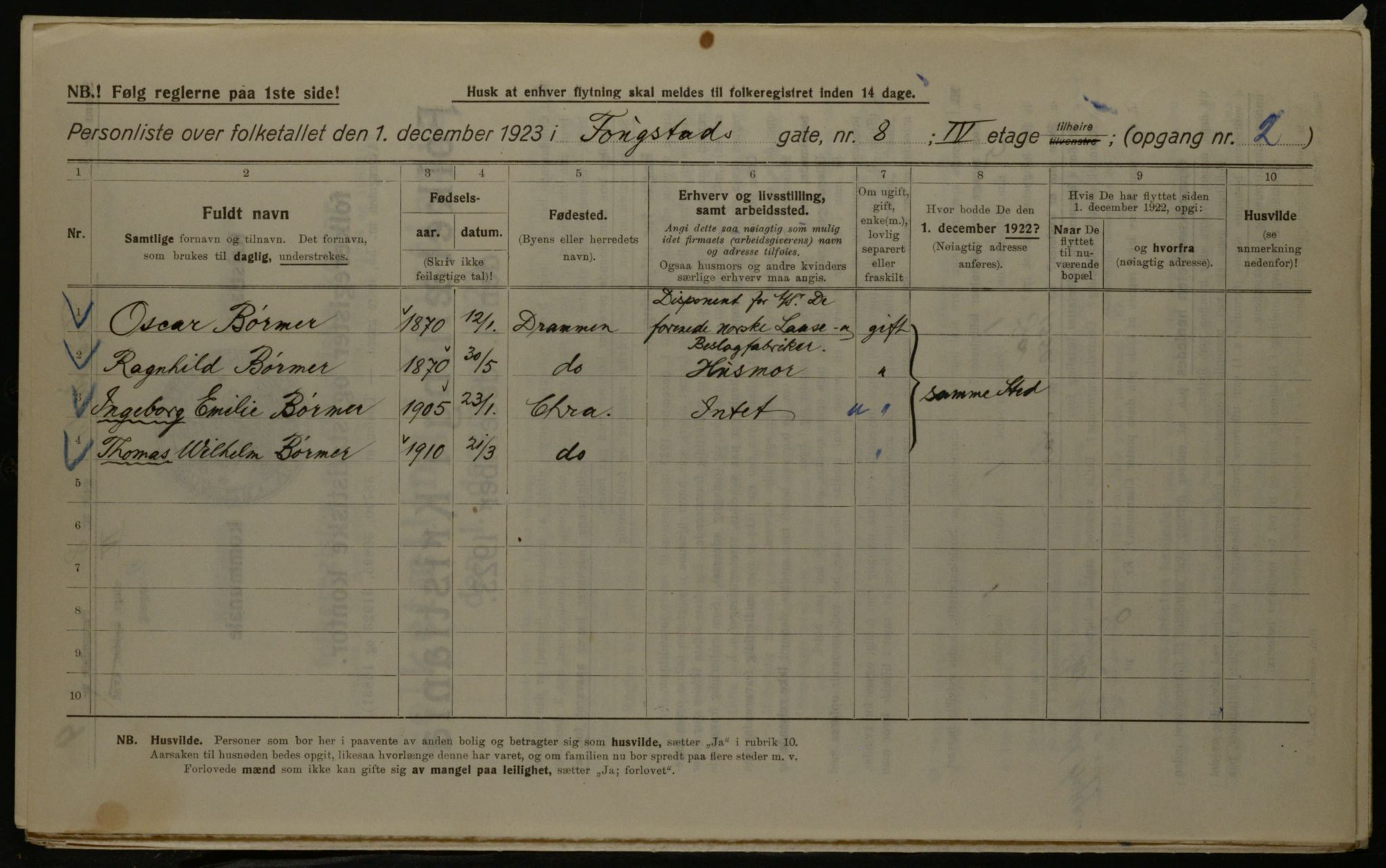 OBA, Kommunal folketelling 1.12.1923 for Kristiania, 1923, s. 28393