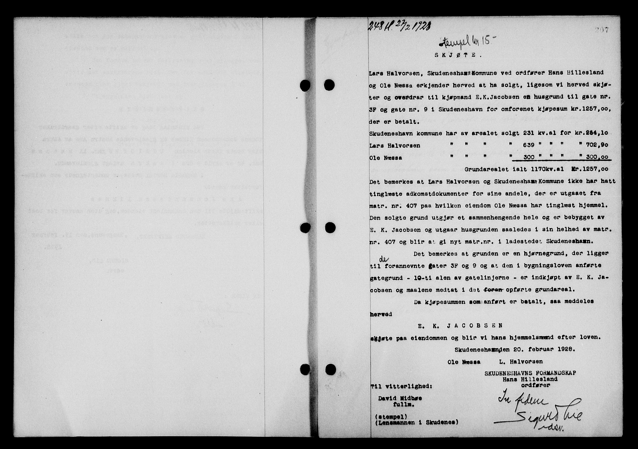 Karmsund sorenskriveri, SAST/A-100311/01/II/IIB/L0052: Pantebok nr. 34, 1927-1928, Tingl.dato: 27.02.1928