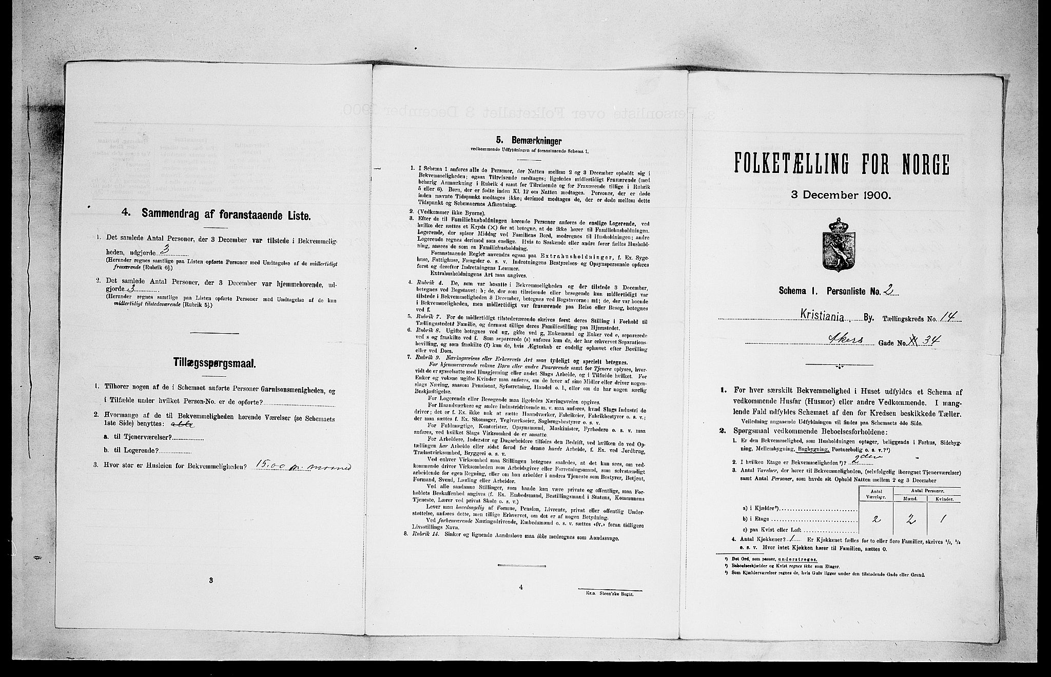 SAO, Folketelling 1900 for 0301 Kristiania kjøpstad, 1900, s. 1287