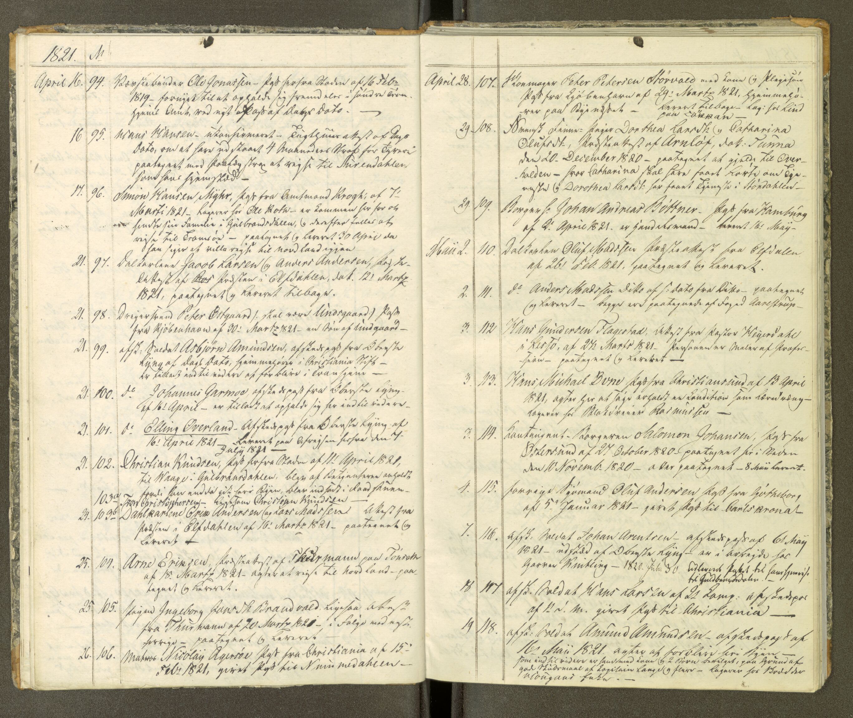 Trondheim politikammer, AV/SAT-A-1887/1/30/L0002: Passprotokoll. Første del:utstedtete pass. Andre del :innleverte/fornyede, 1819-1823