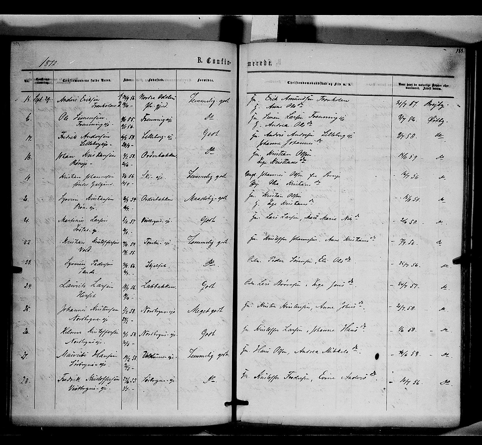 Romedal prestekontor, AV/SAH-PREST-004/K/L0005: Ministerialbok nr. 5, 1862-1874, s. 188