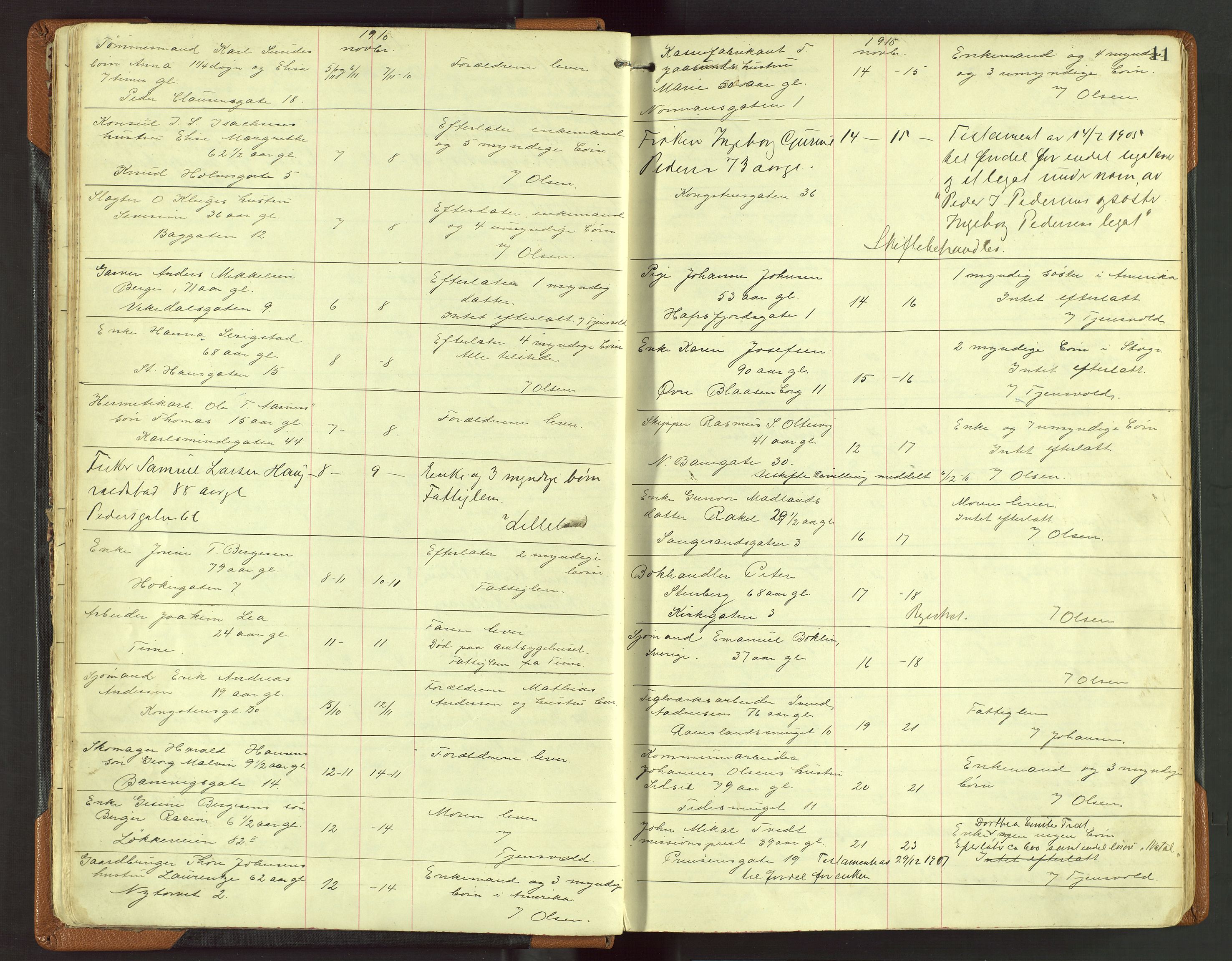 Stavanger skifteforvalter, AV/SAST-A-101412/001/5/52/52B/L0004: Dødsfallsprotokoll, 1910-1918, s. 11