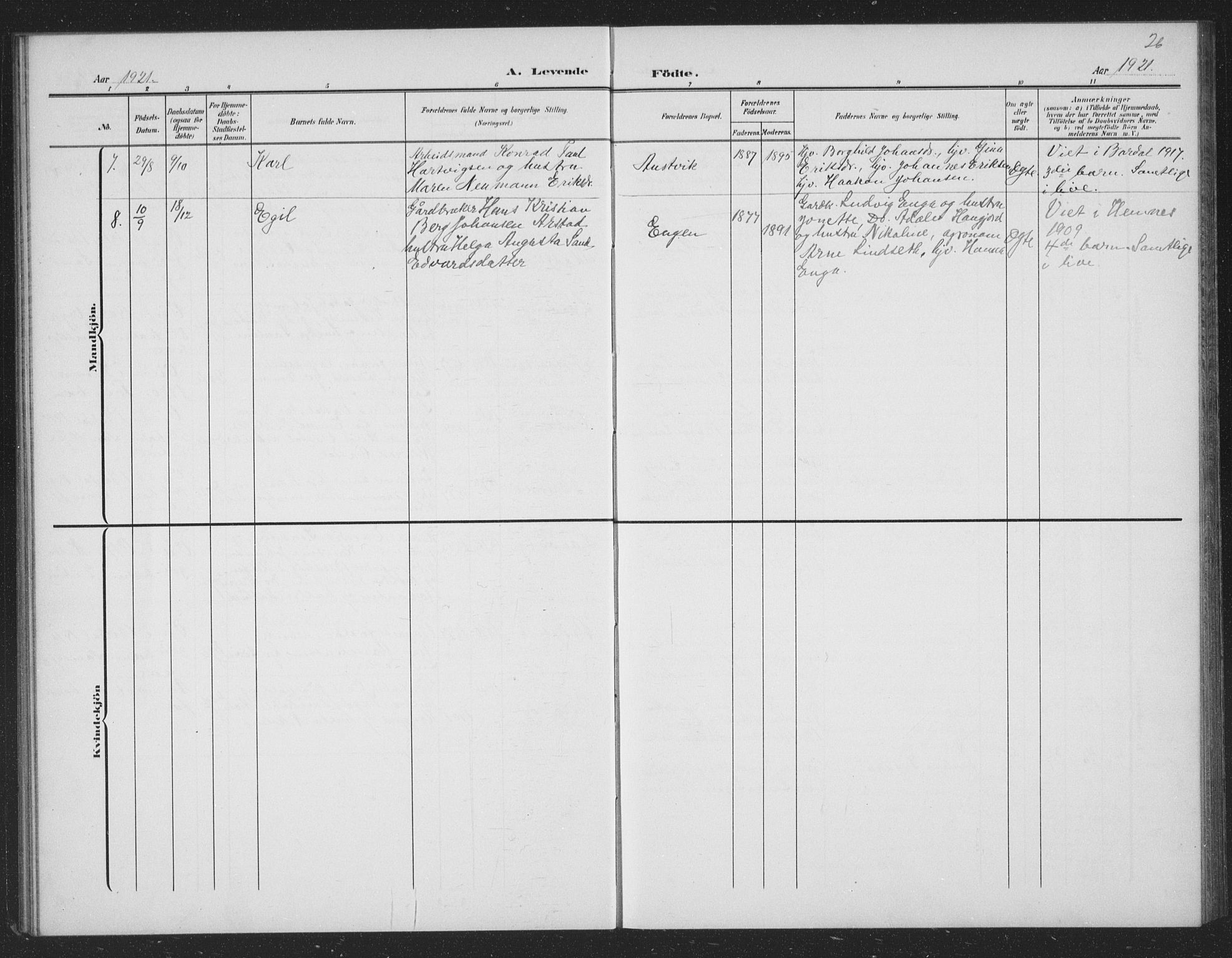 Ministerialprotokoller, klokkerbøker og fødselsregistre - Nordland, AV/SAT-A-1459/833/L0502: Klokkerbok nr. 833C01, 1906-1934, s. 26