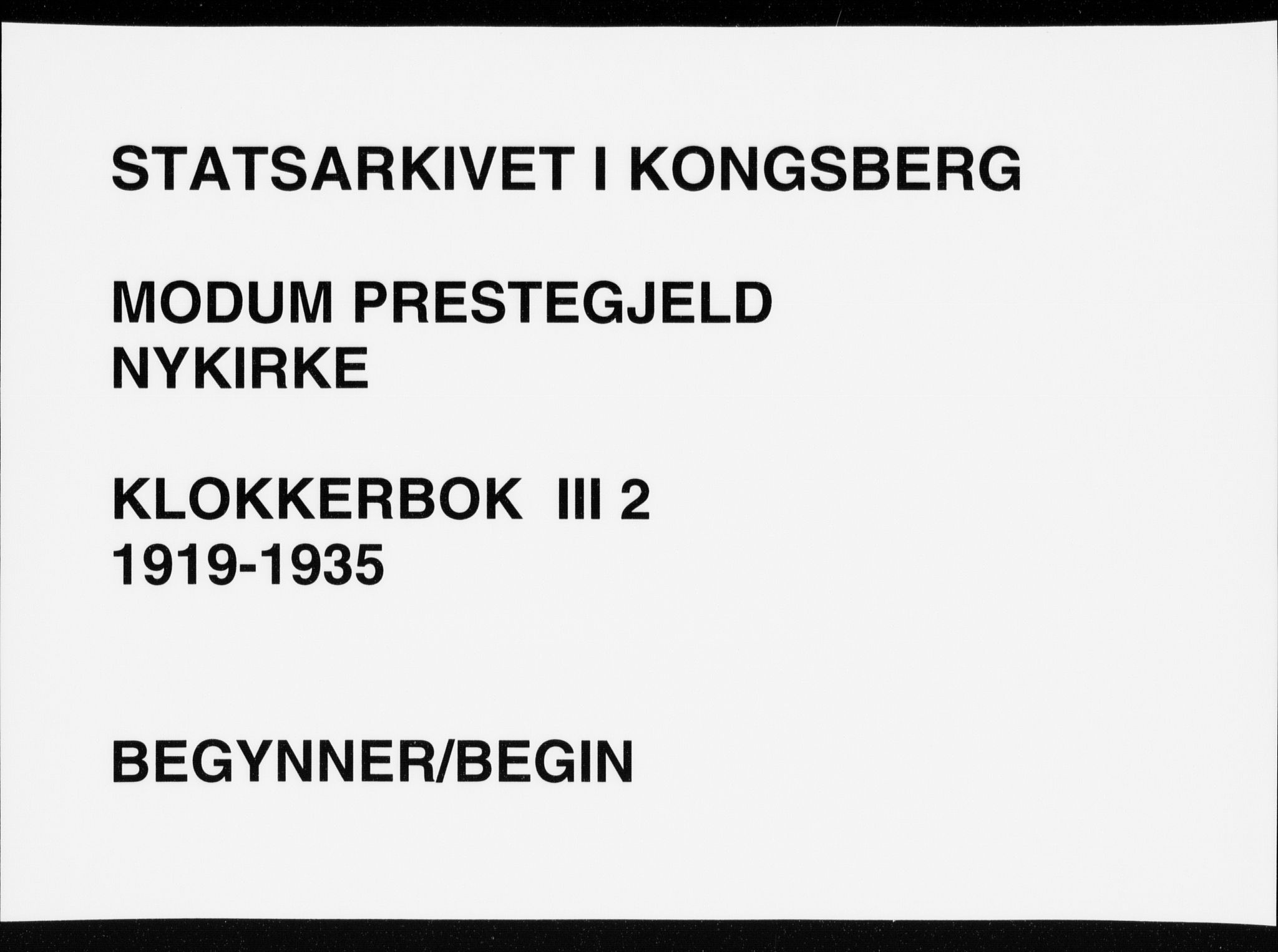 Modum kirkebøker, AV/SAKO-A-234/G/Gc/L0002: Klokkerbok nr. III 2, 1919-1935