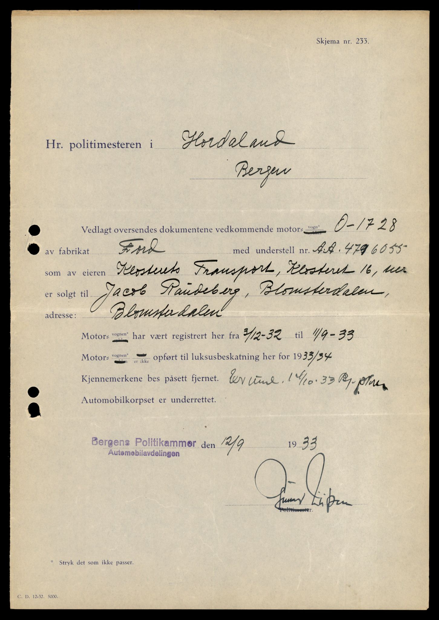 Møre og Romsdal vegkontor - Ålesund trafikkstasjon, AV/SAT-A-4099/F/Fe/L0035: Registreringskort for kjøretøy T 12653 - T 12829, 1927-1998, s. 2496