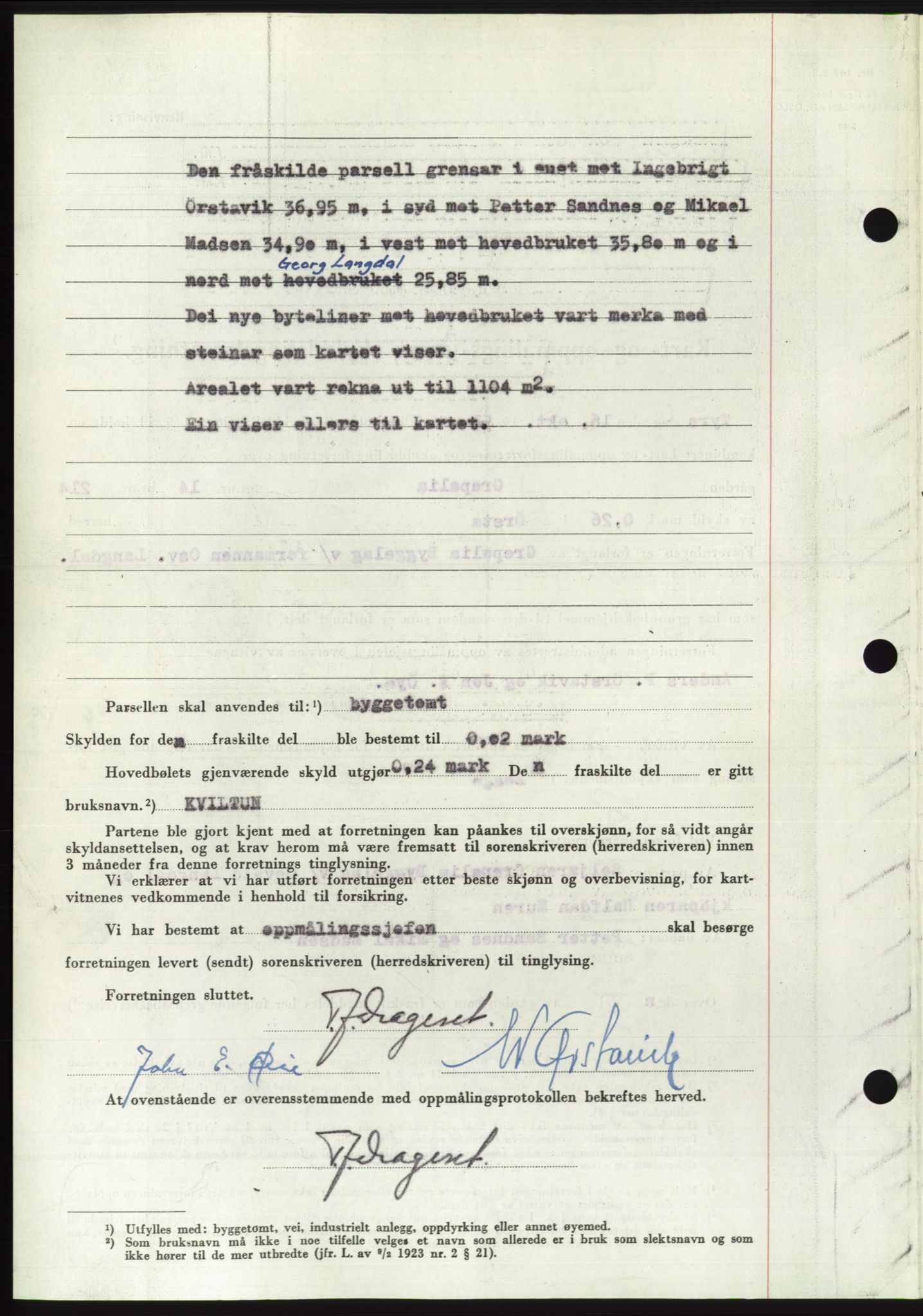 Søre Sunnmøre sorenskriveri, AV/SAT-A-4122/1/2/2C/L0090: Pantebok nr. 16A, 1951-1951, Dagboknr: 2264/1951