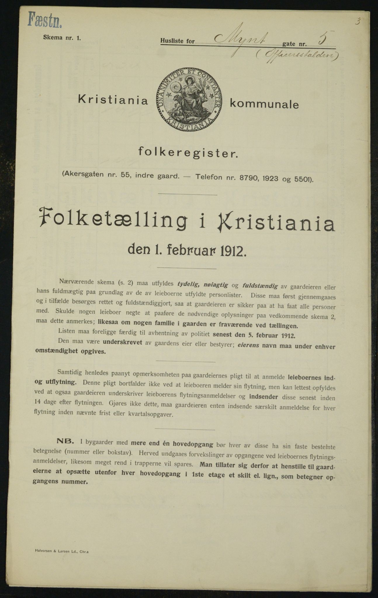 OBA, Kommunal folketelling 1.2.1912 for Kristiania, 1912, s. 68926