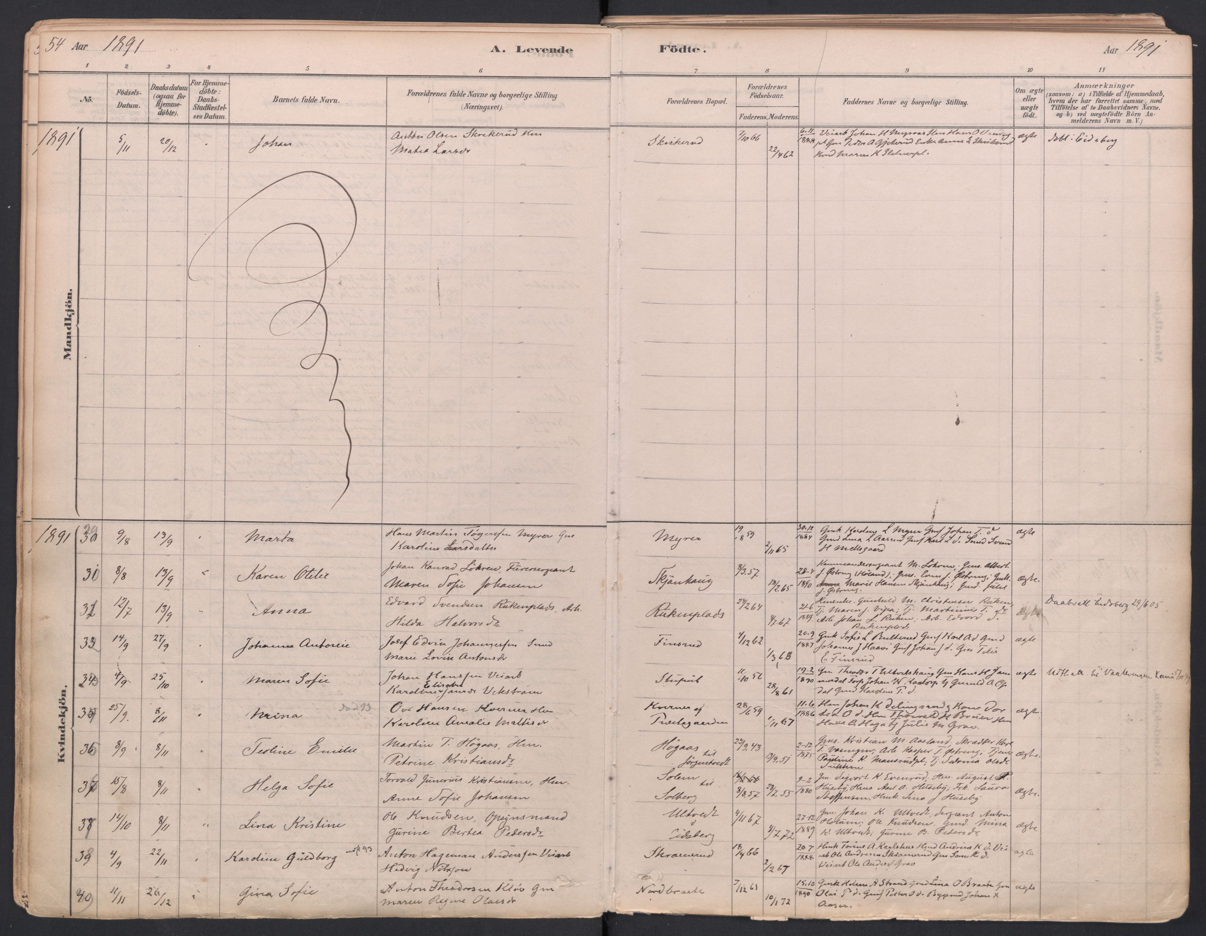 Trøgstad prestekontor Kirkebøker, AV/SAO-A-10925/F/Fa/L0010: Ministerialbok nr. I 10, 1878-1898, s. 54