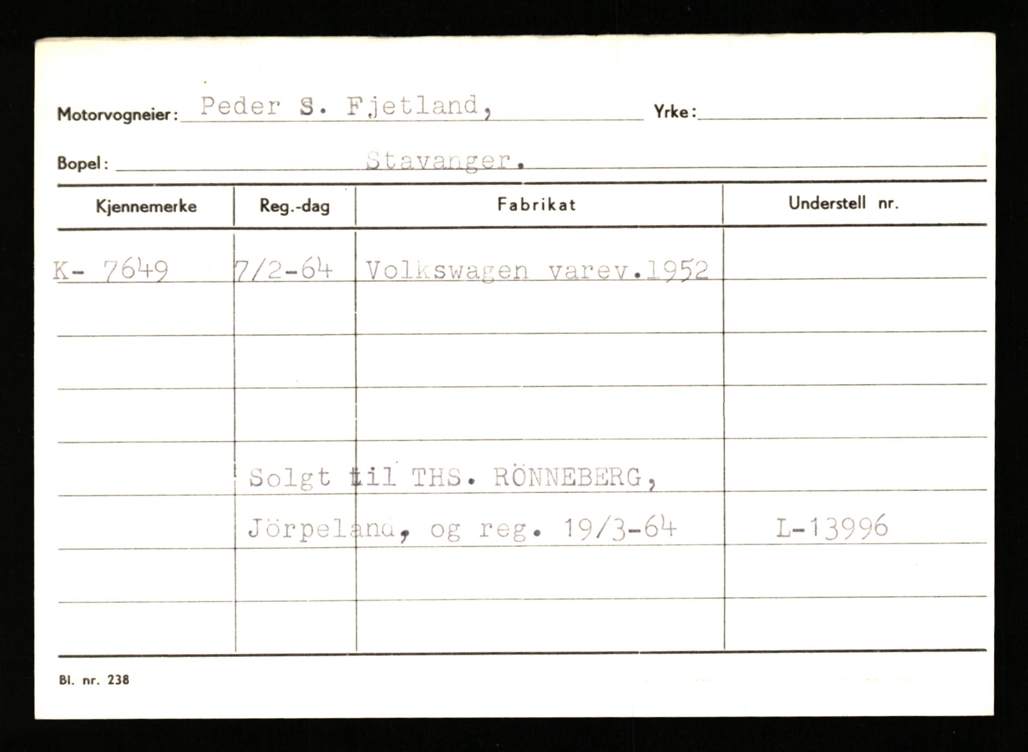 Stavanger trafikkstasjon, AV/SAST-A-101942/0/G/L0002: Registreringsnummer: 5791 - 10405, 1930-1971, s. 913