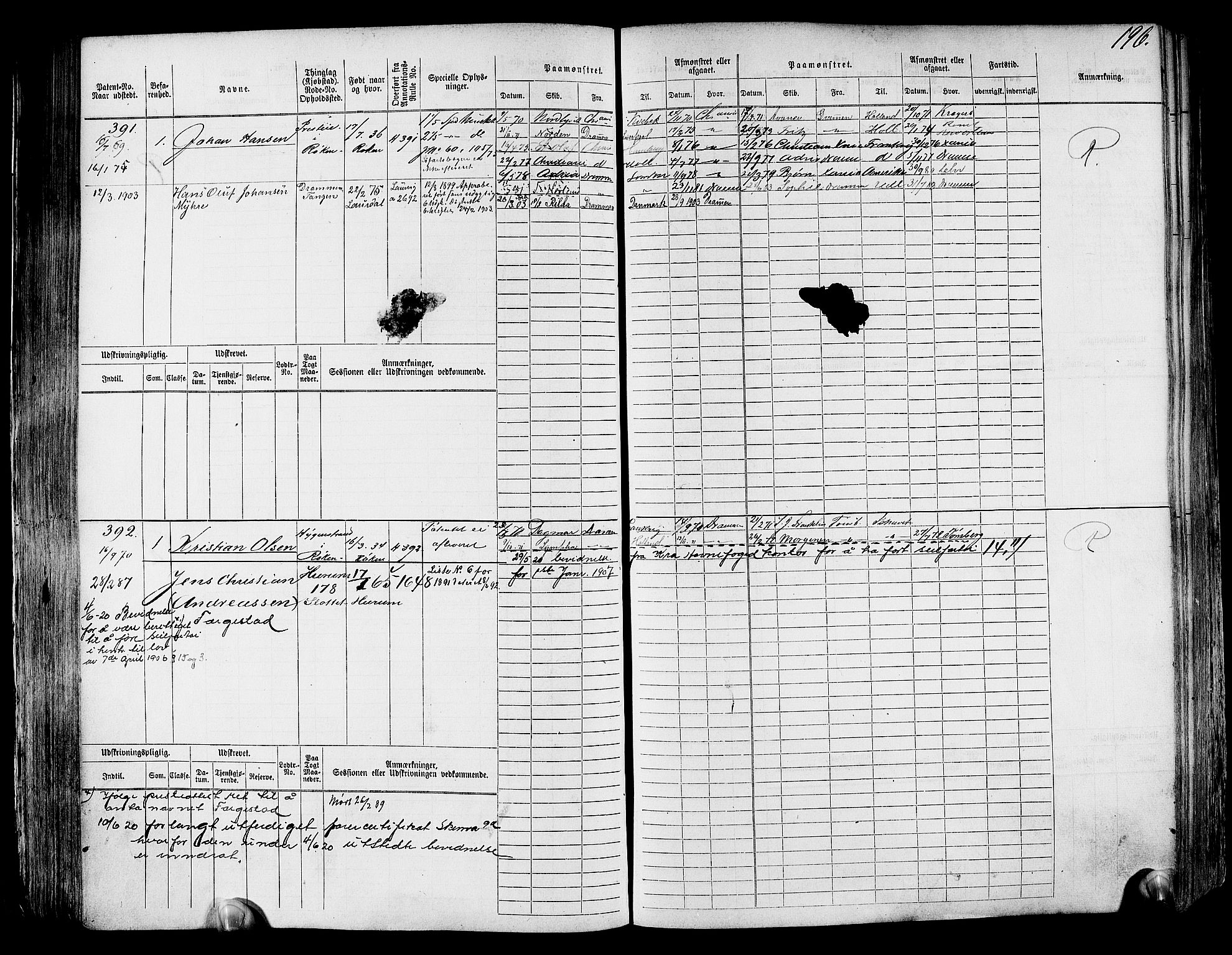 Drammen innrulleringsdistrikt, SAKO/A-781/F/Fc/L0001: Hovedrulle, 1868, s. 200